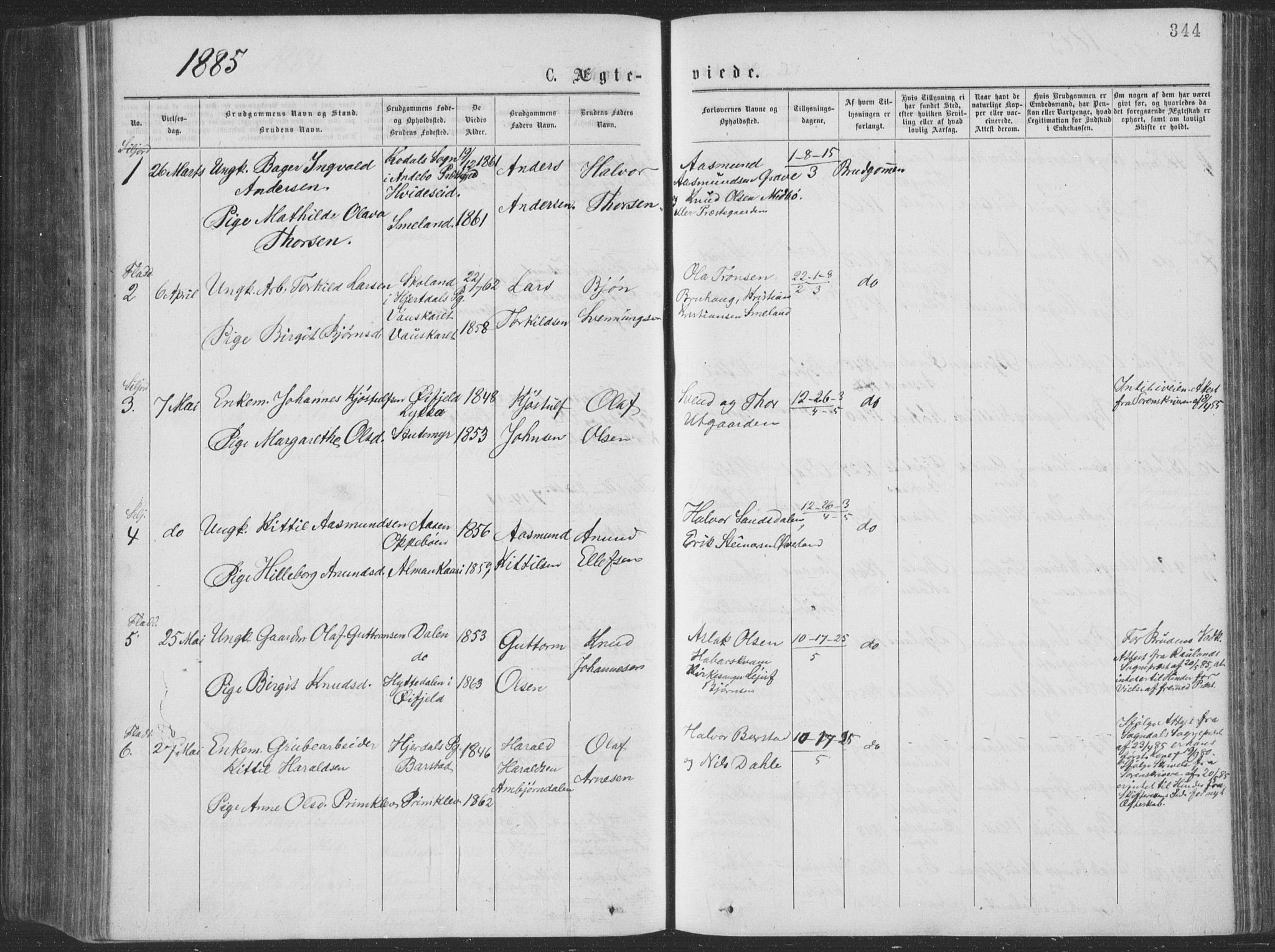 Seljord kirkebøker, SAKO/A-20/F/Fa/L0014: Parish register (official) no. I 14, 1877-1886, p. 344
