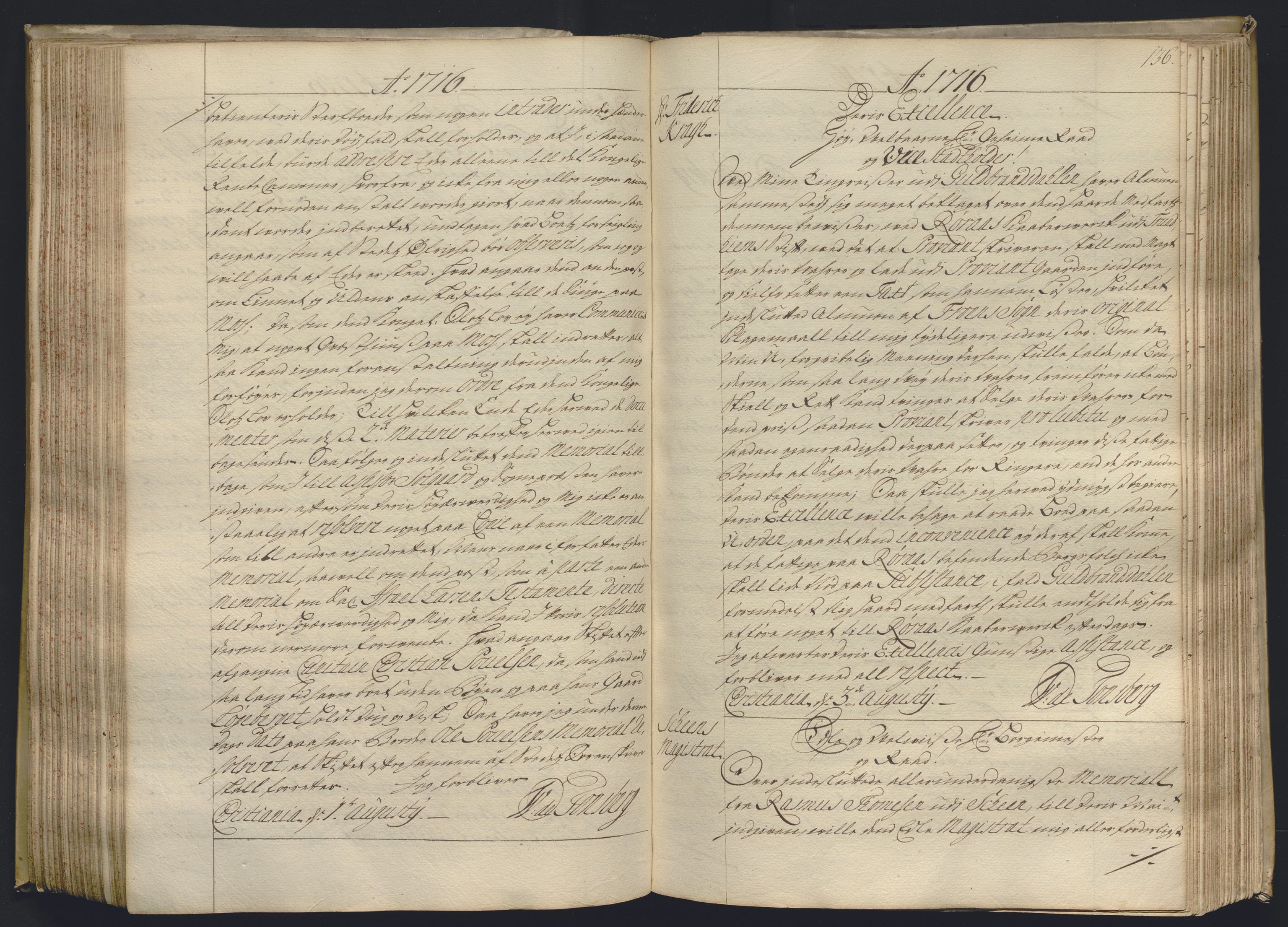 Kristiania stiftamt, AV/SAO-A-10386/B/Ba/L0004: Kopibok, 1715-1717, p. 135b-136a