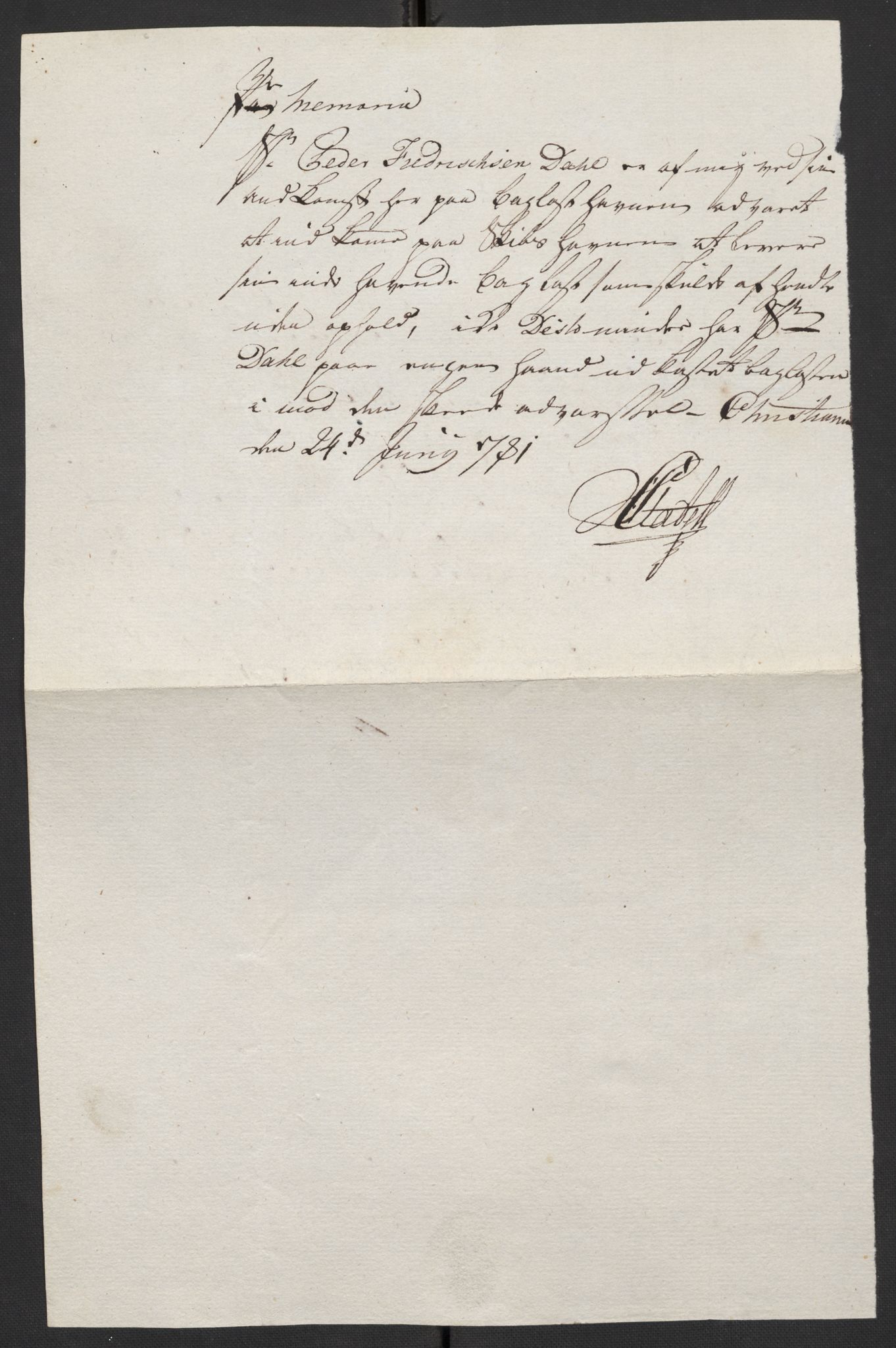 Oslo politidistrikt, AV/SAO-A-10085/D/Da/L0003: Innkomne brev, pro memoria m.v., 1781, p. 241