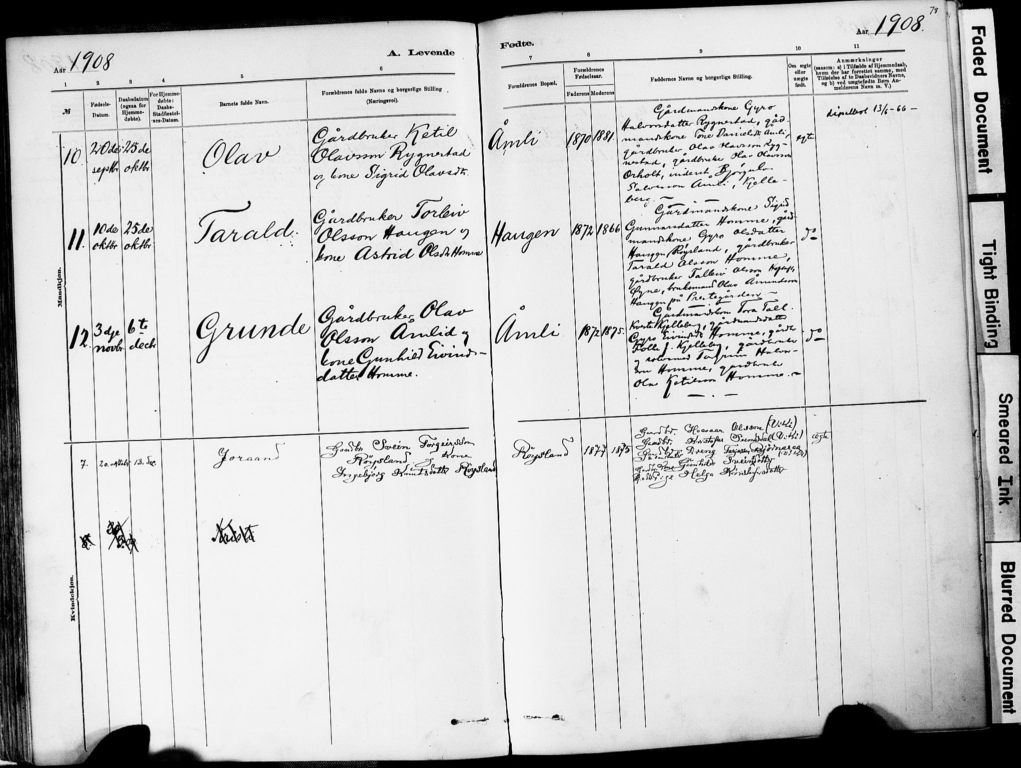 Valle sokneprestkontor, SAK/1111-0044/F/Fa/Fac/L0009: Parish register (official) no. A 9, 1882-1913, p. 78