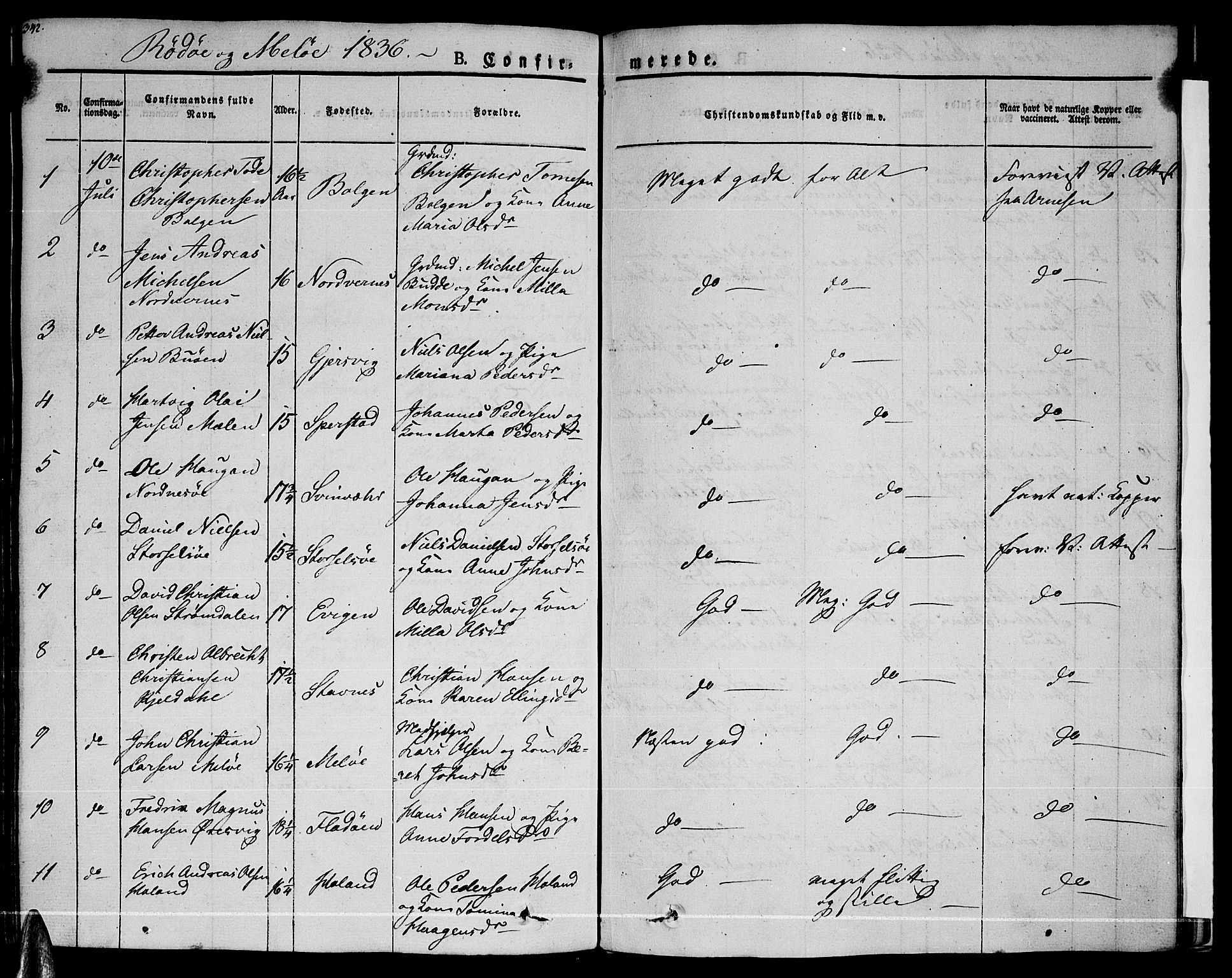 Ministerialprotokoller, klokkerbøker og fødselsregistre - Nordland, SAT/A-1459/841/L0598: Parish register (official) no. 841A06 /1, 1825-1844, p. 342