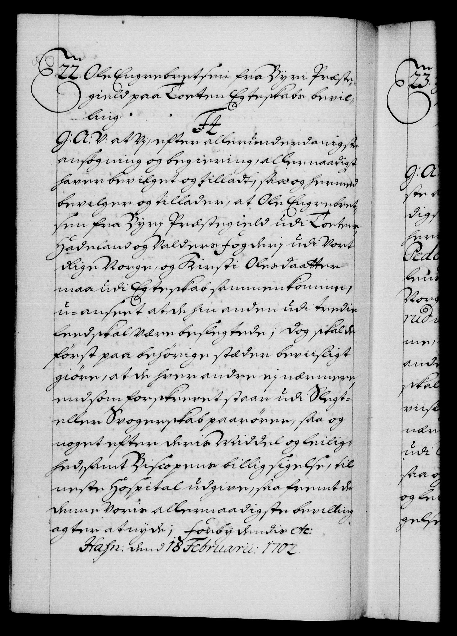 Danske Kanselli 1572-1799, RA/EA-3023/F/Fc/Fca/Fcaa/L0018: Norske registre, 1699-1703, p. 301b