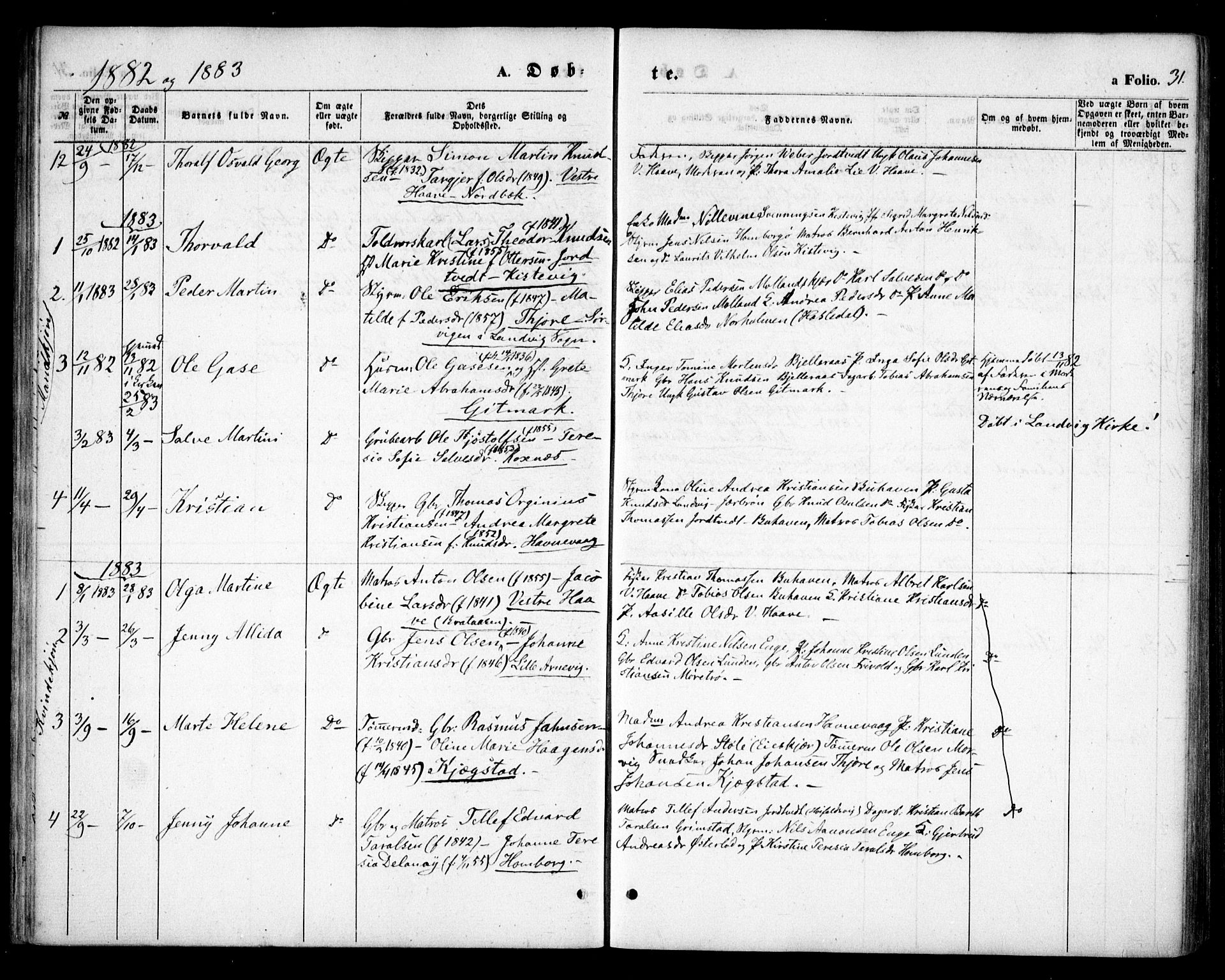 Hommedal sokneprestkontor, SAK/1111-0023/F/Fa/Faa/L0002: Parish register (official) no. A 2, 1861-1884, p. 31