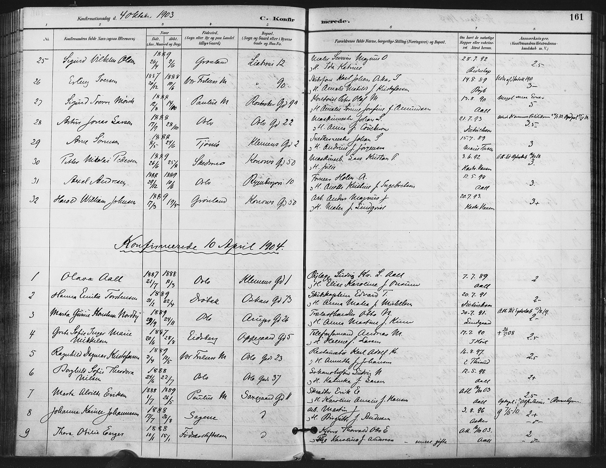 Gamlebyen prestekontor Kirkebøker, SAO/A-10884/F/Fa/L0008: Parish register (official) no. 8, 1891-1908, p. 161
