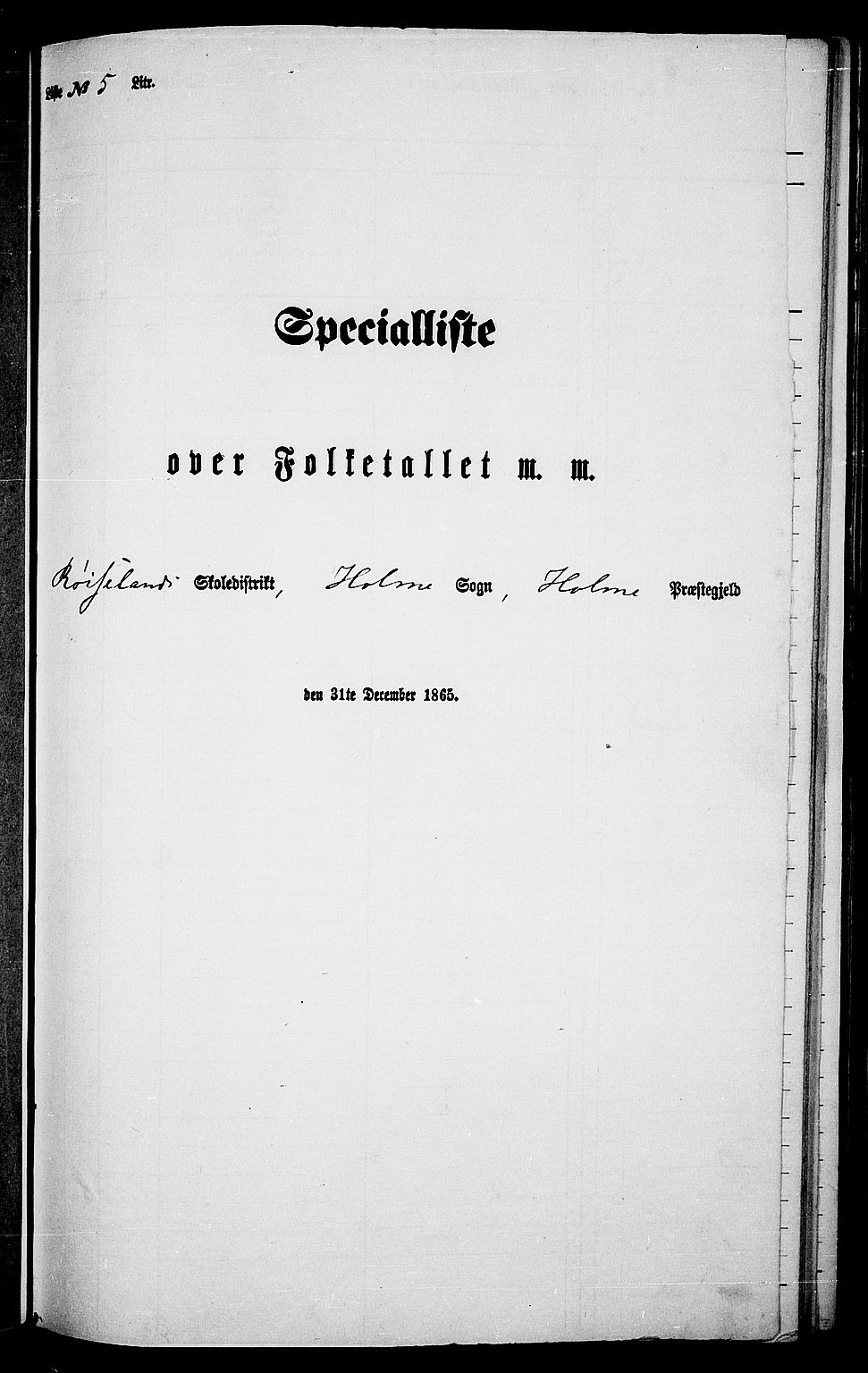 RA, 1865 census for Holum, 1865, p. 68