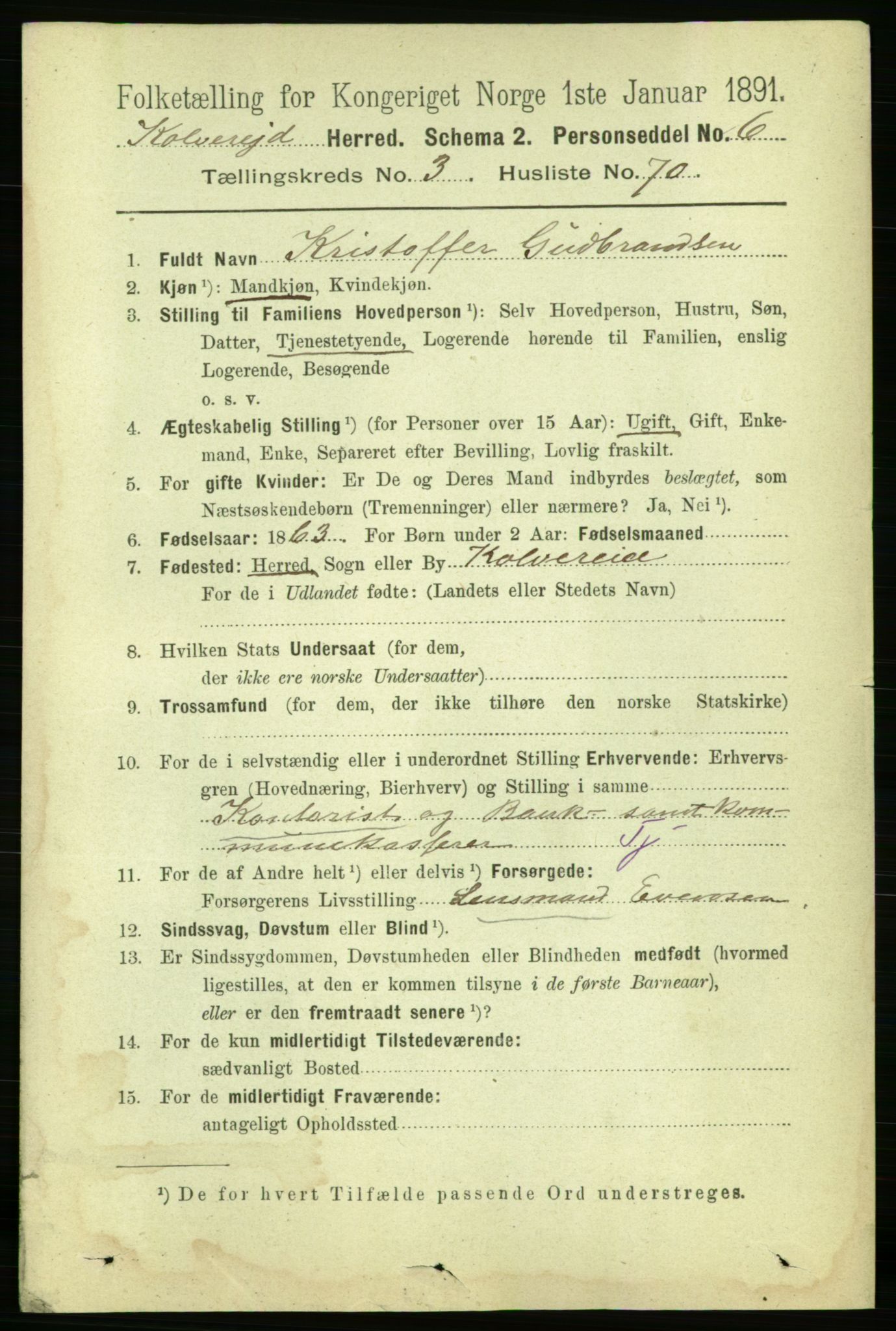 RA, 1891 census for 1752 Kolvereid, 1891, p. 1334