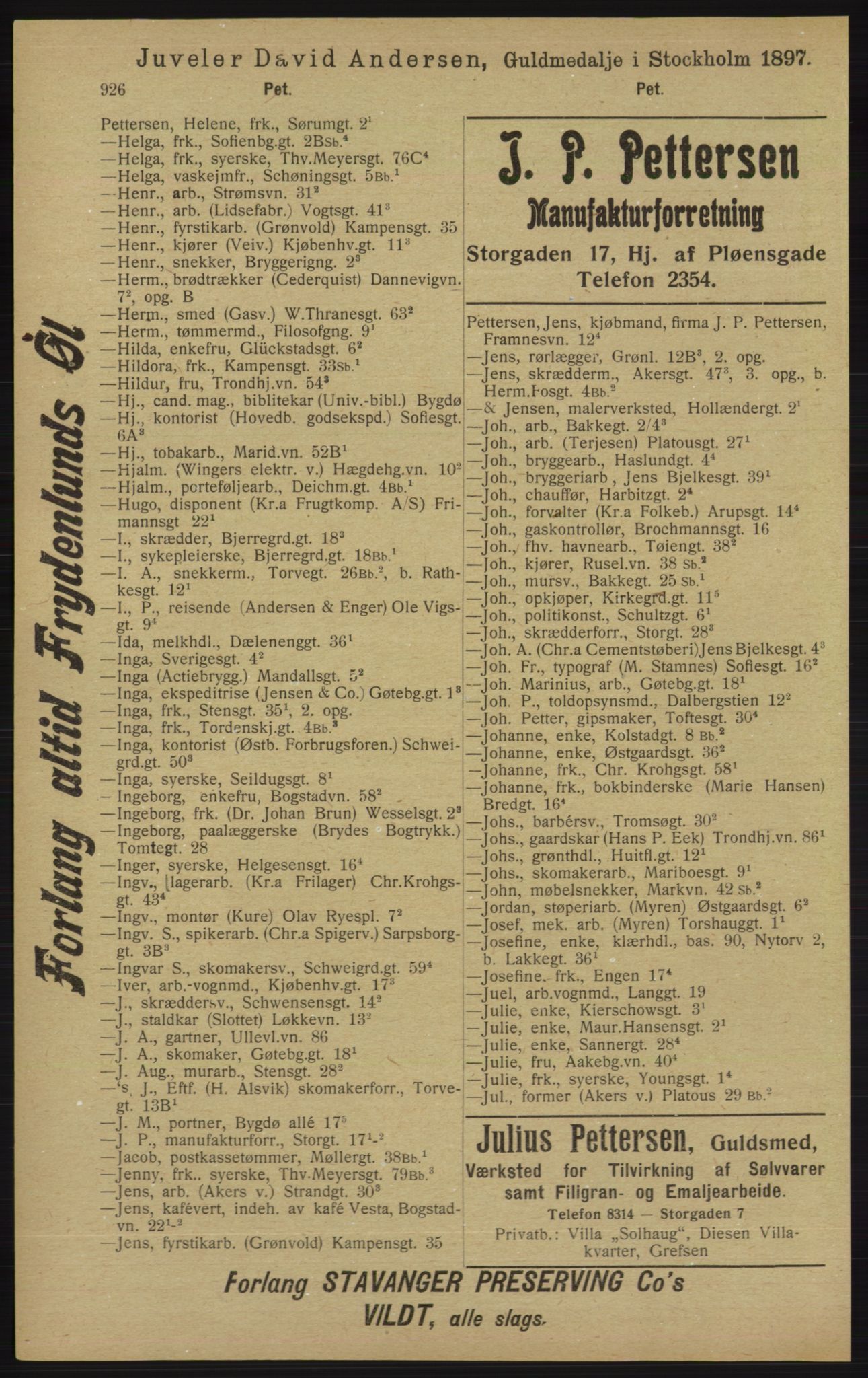 Kristiania/Oslo adressebok, PUBL/-, 1913, p. 938