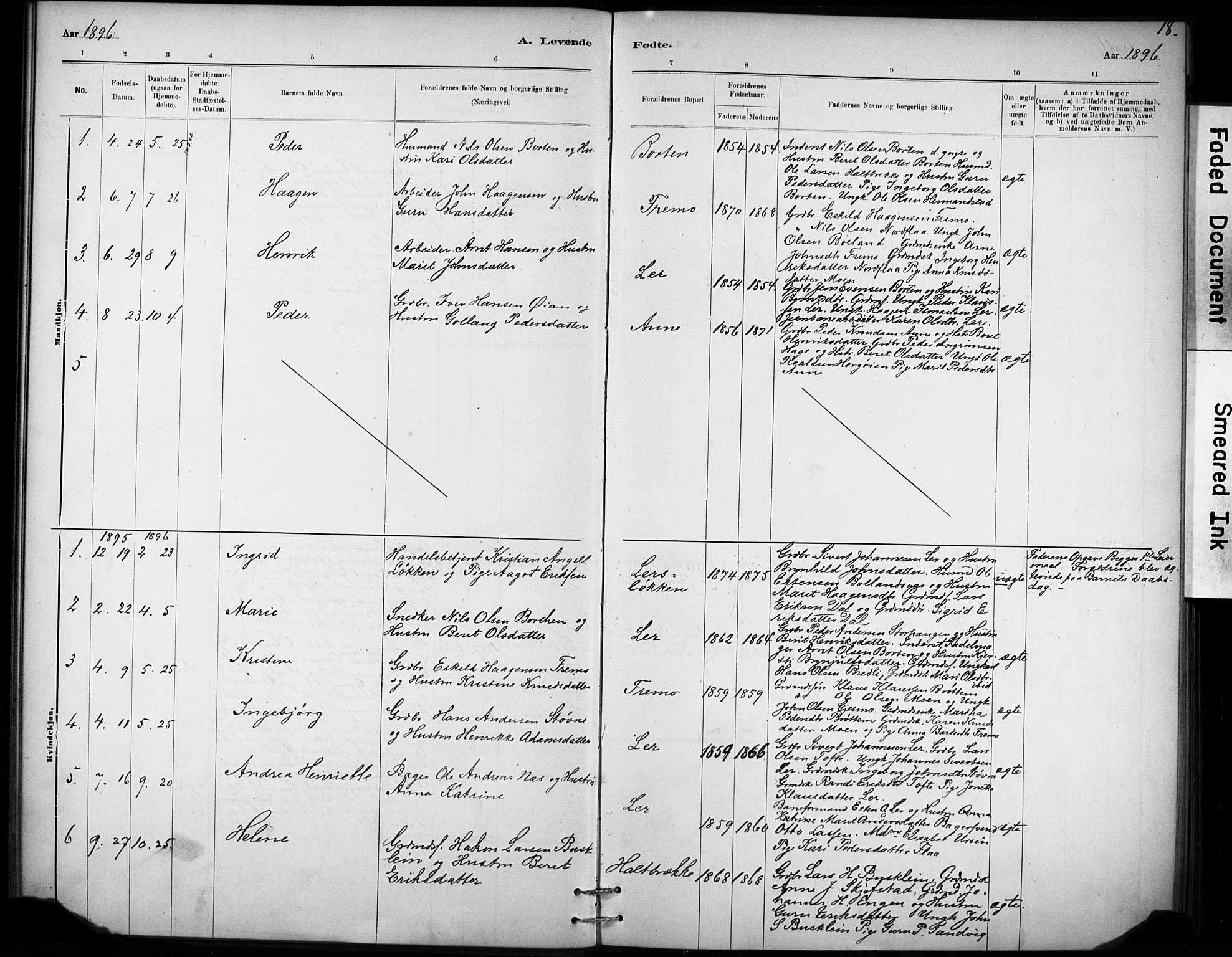 Ministerialprotokoller, klokkerbøker og fødselsregistre - Sør-Trøndelag, AV/SAT-A-1456/693/L1119: Parish register (official) no. 693A01, 1887-1905, p. 18