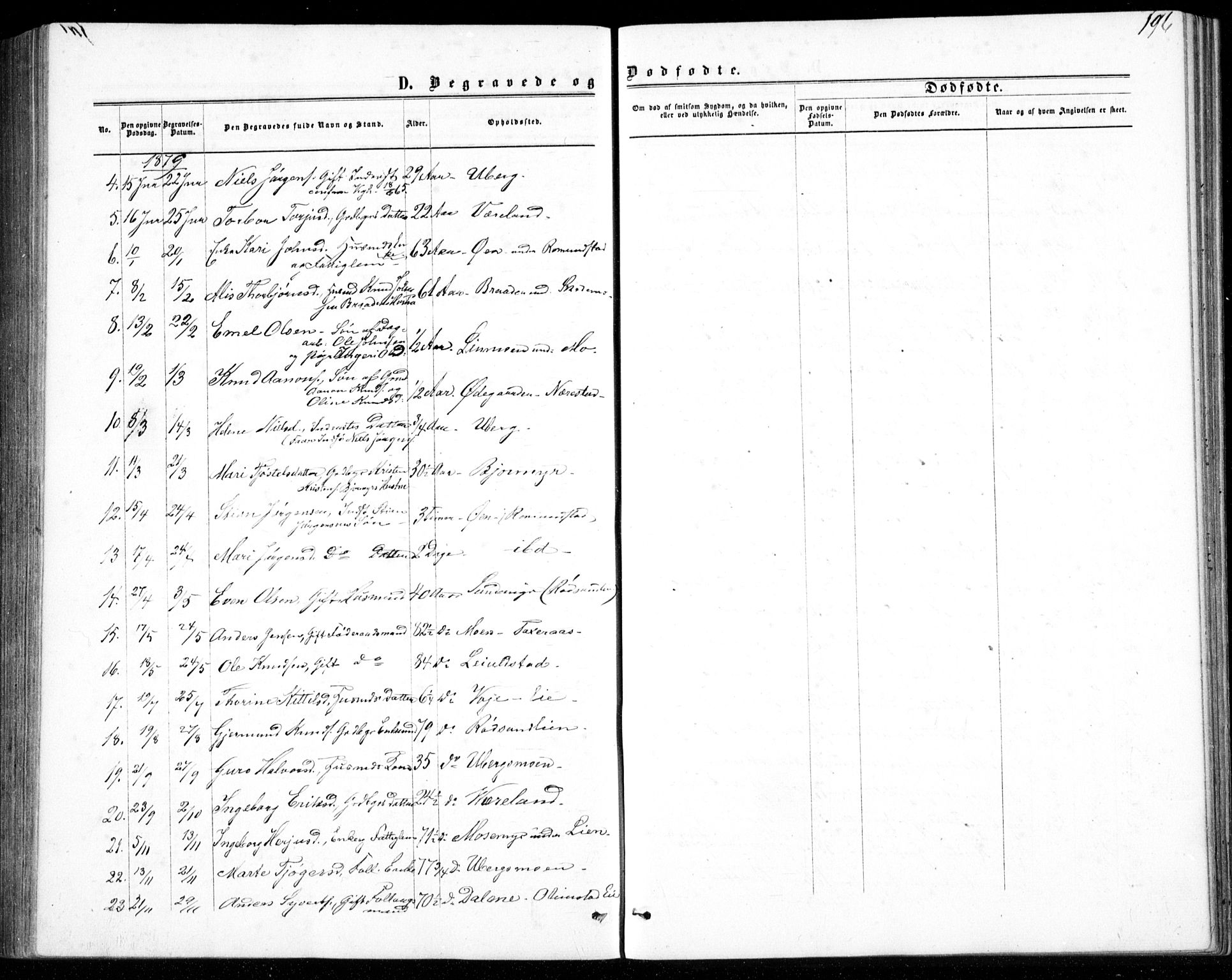 Gjerstad sokneprestkontor, AV/SAK-1111-0014/F/Fb/Fbb/L0003: Parish register (copy) no. B 3, 1862-1889, p. 196