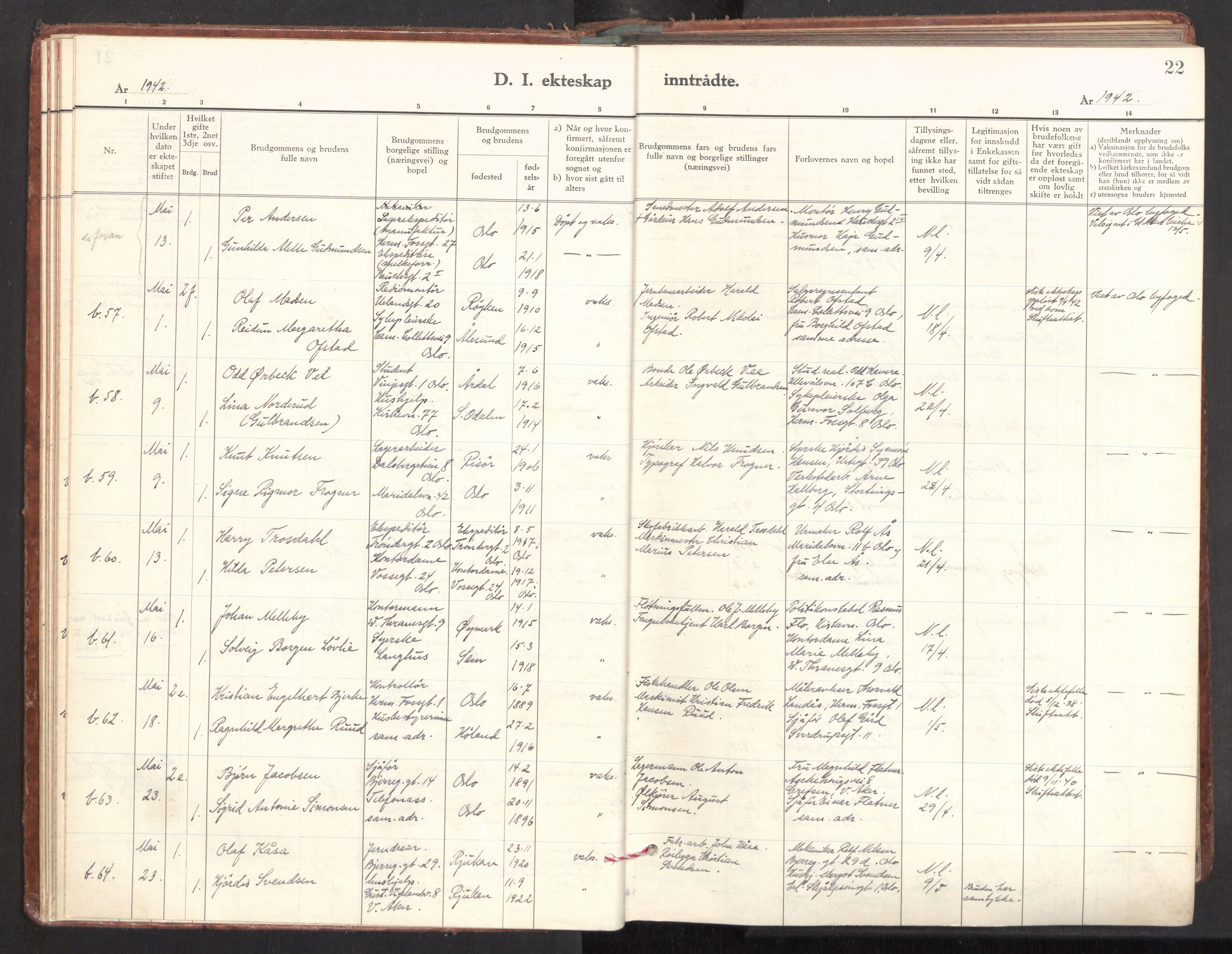 Gamle Aker prestekontor Kirkebøker, AV/SAO-A-10617a/F/L0022: Parish register (official) no. 22, 1941-1952, p. 22