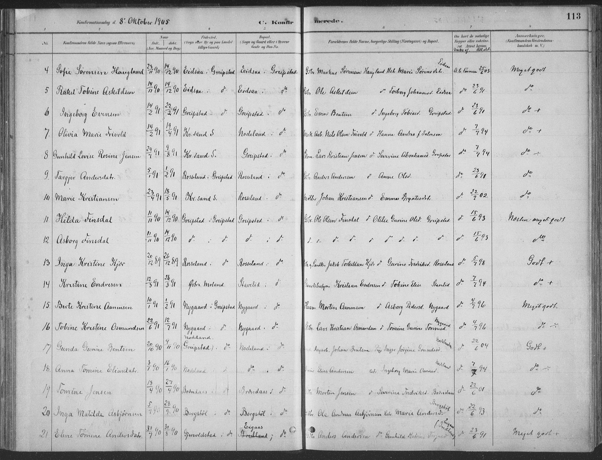 Søgne sokneprestkontor, SAK/1111-0037/F/Fa/Faa/L0003: Parish register (official) no. A 3, 1883-1910, p. 113