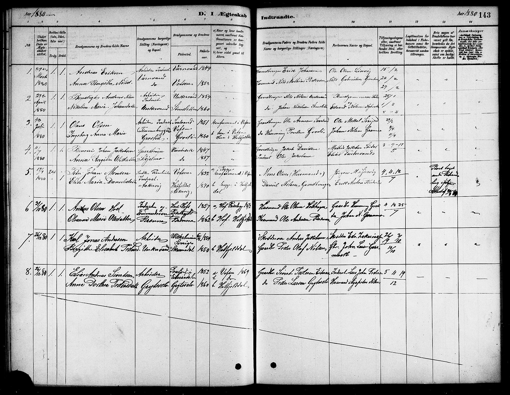 Ministerialprotokoller, klokkerbøker og fødselsregistre - Nordland, SAT/A-1459/823/L0330: Parish register (copy) no. 823C02, 1879-1916, p. 143