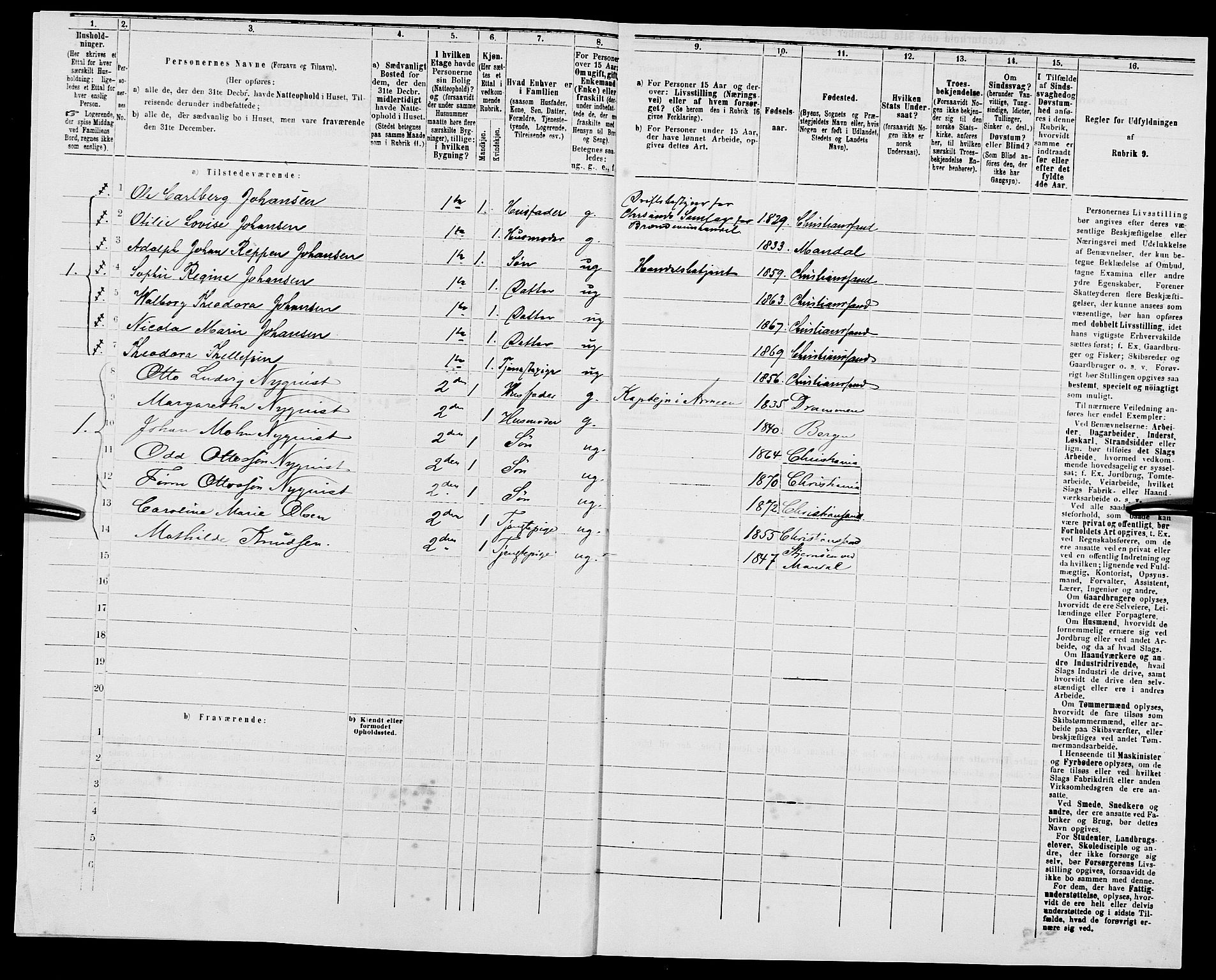 SAK, 1875 census for 1001P Kristiansand, 1875, p. 754