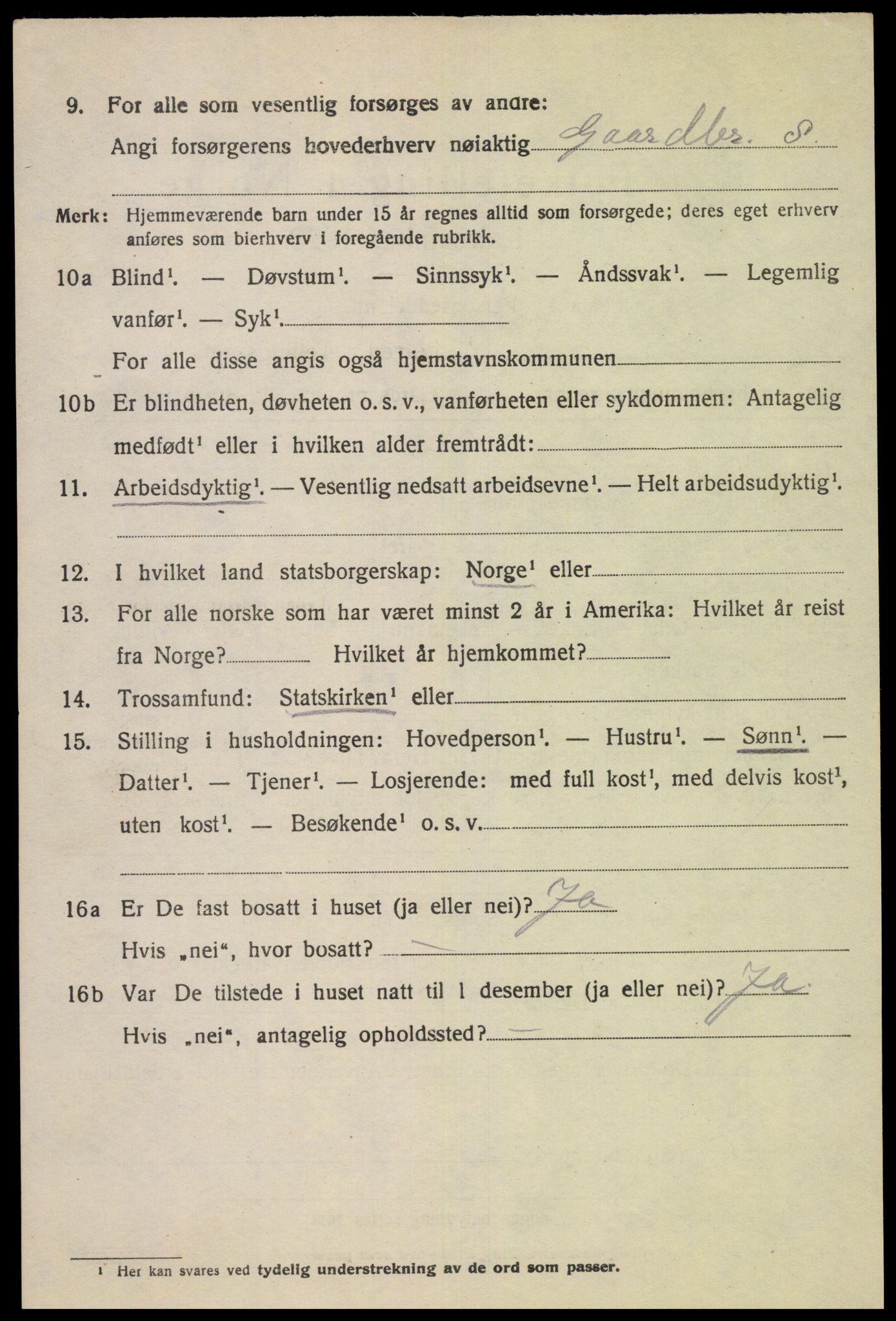 SAK, 1920 census for Øvre Sirdal, 1920, p. 1504