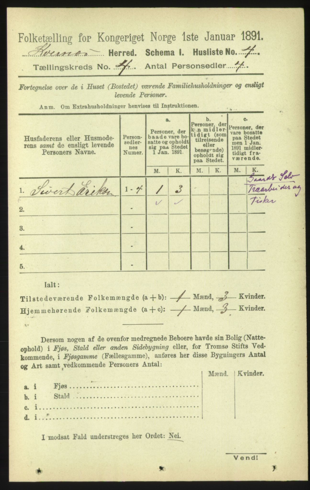 RA, 1891 census for 1553 Kvernes, 1891, p. 1667