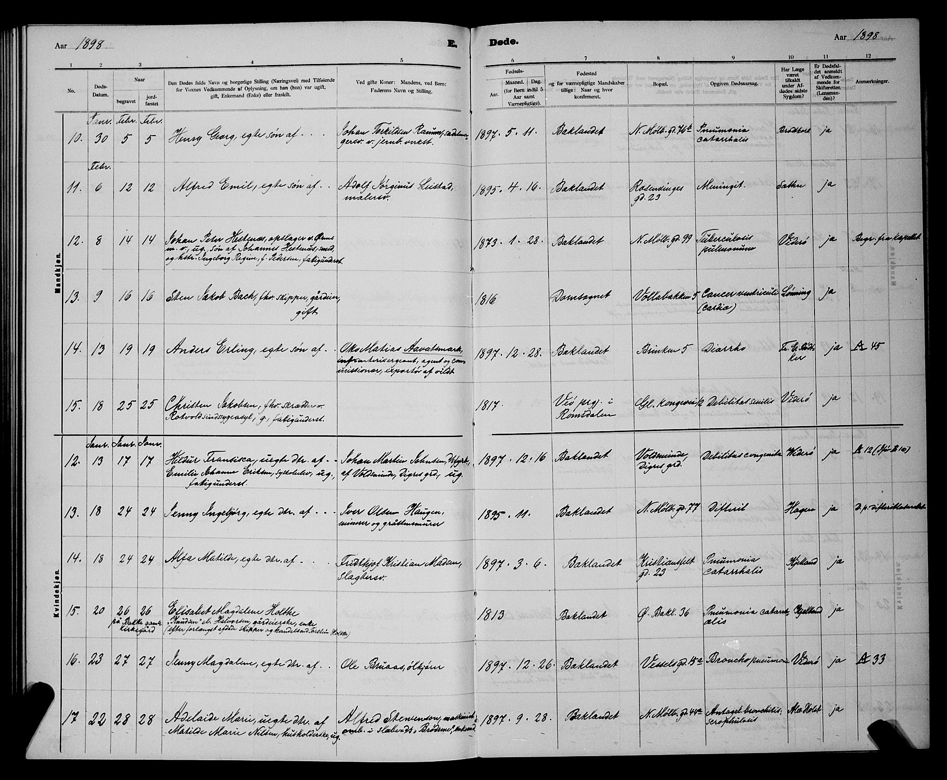 Ministerialprotokoller, klokkerbøker og fødselsregistre - Sør-Trøndelag, AV/SAT-A-1456/604/L0224: Parish register (copy) no. 604C07, 1894-1898