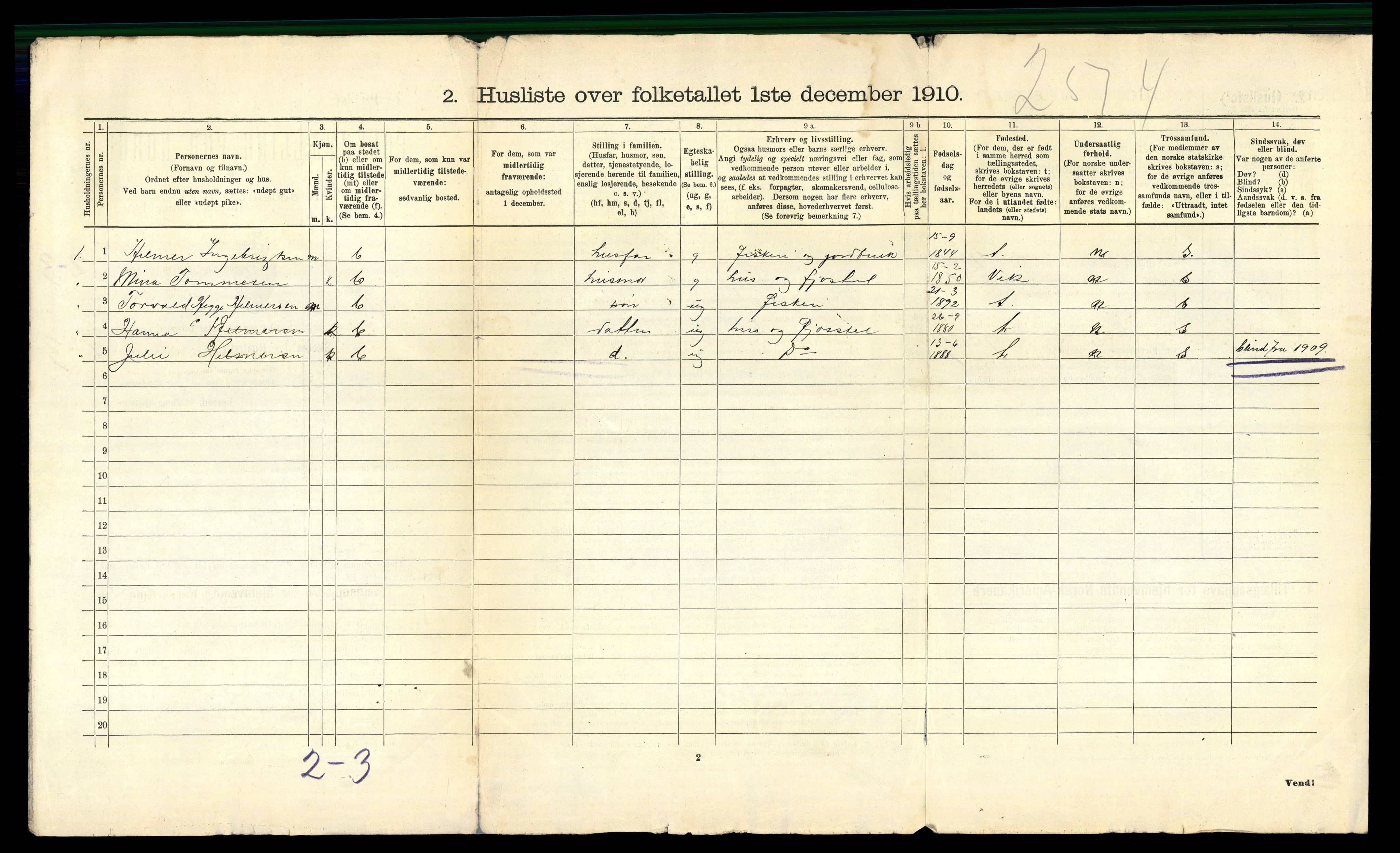 RA, 1910 census for Bindal, 1910, p. 767