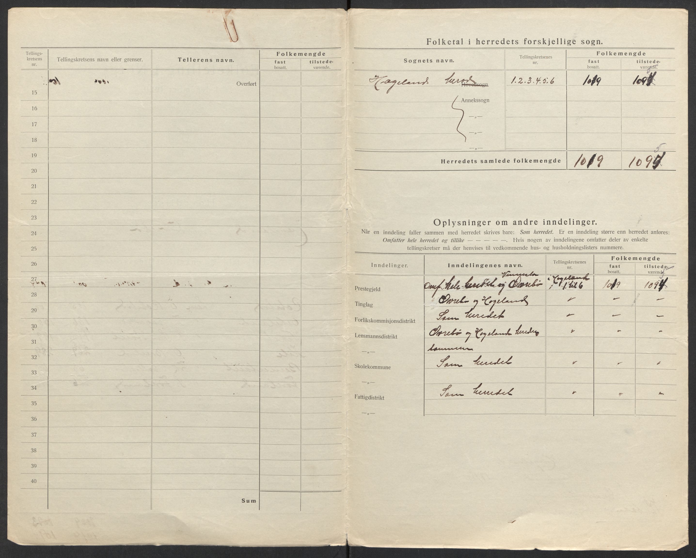 SAK, 1920 census for Hægeland, 1920, p. 7