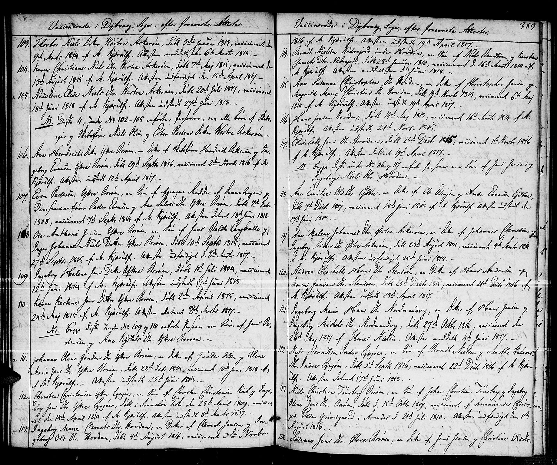 Dypvåg sokneprestkontor, AV/SAK-1111-0007/F/Fa/Faa/L0002: Parish register (official) no. A 2/ 1, 1813-1824, p. 389