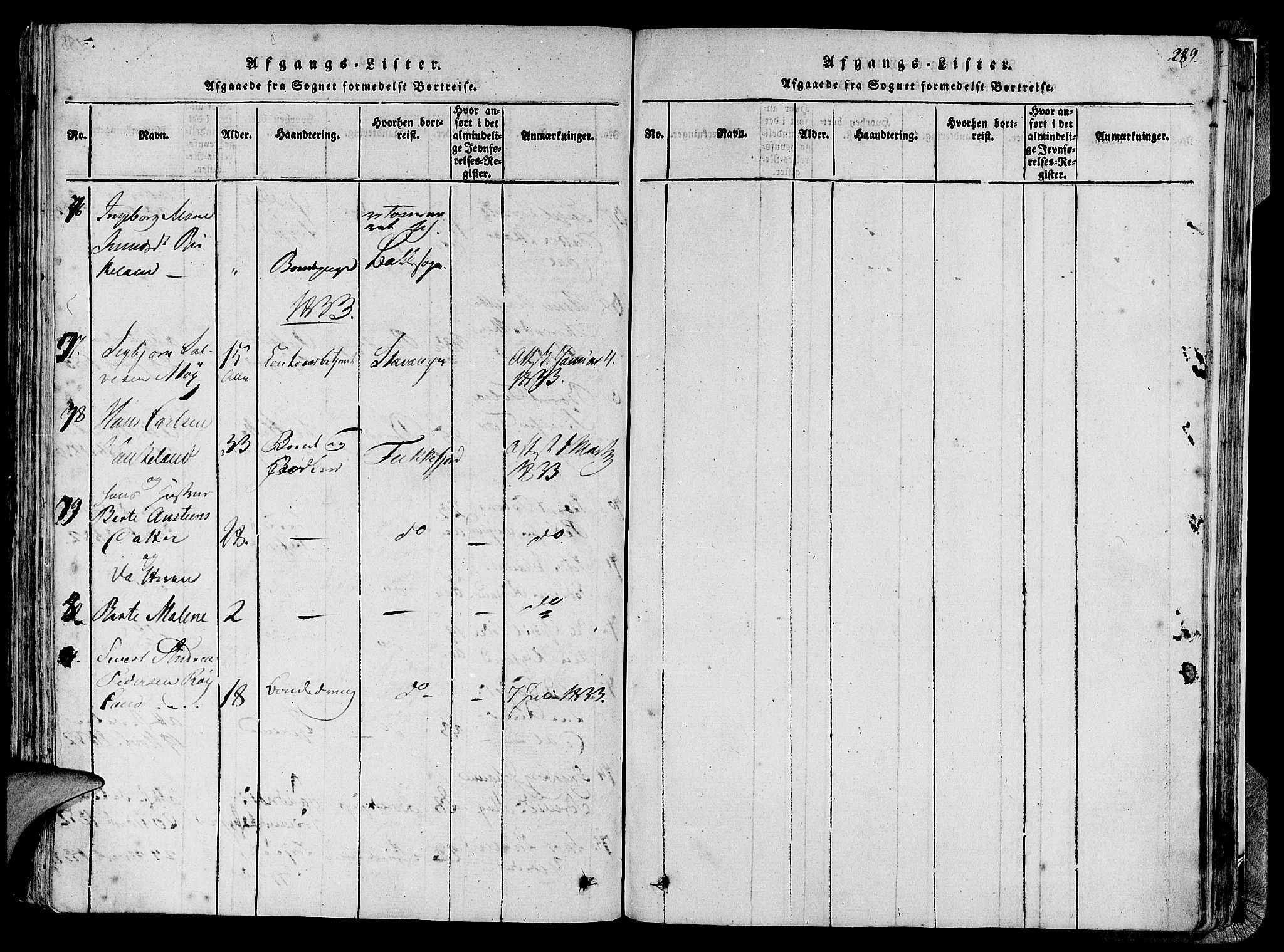 Lund sokneprestkontor, AV/SAST-A-101809/S06/L0005: Parish register (official) no. A 5, 1815-1833, p. 289