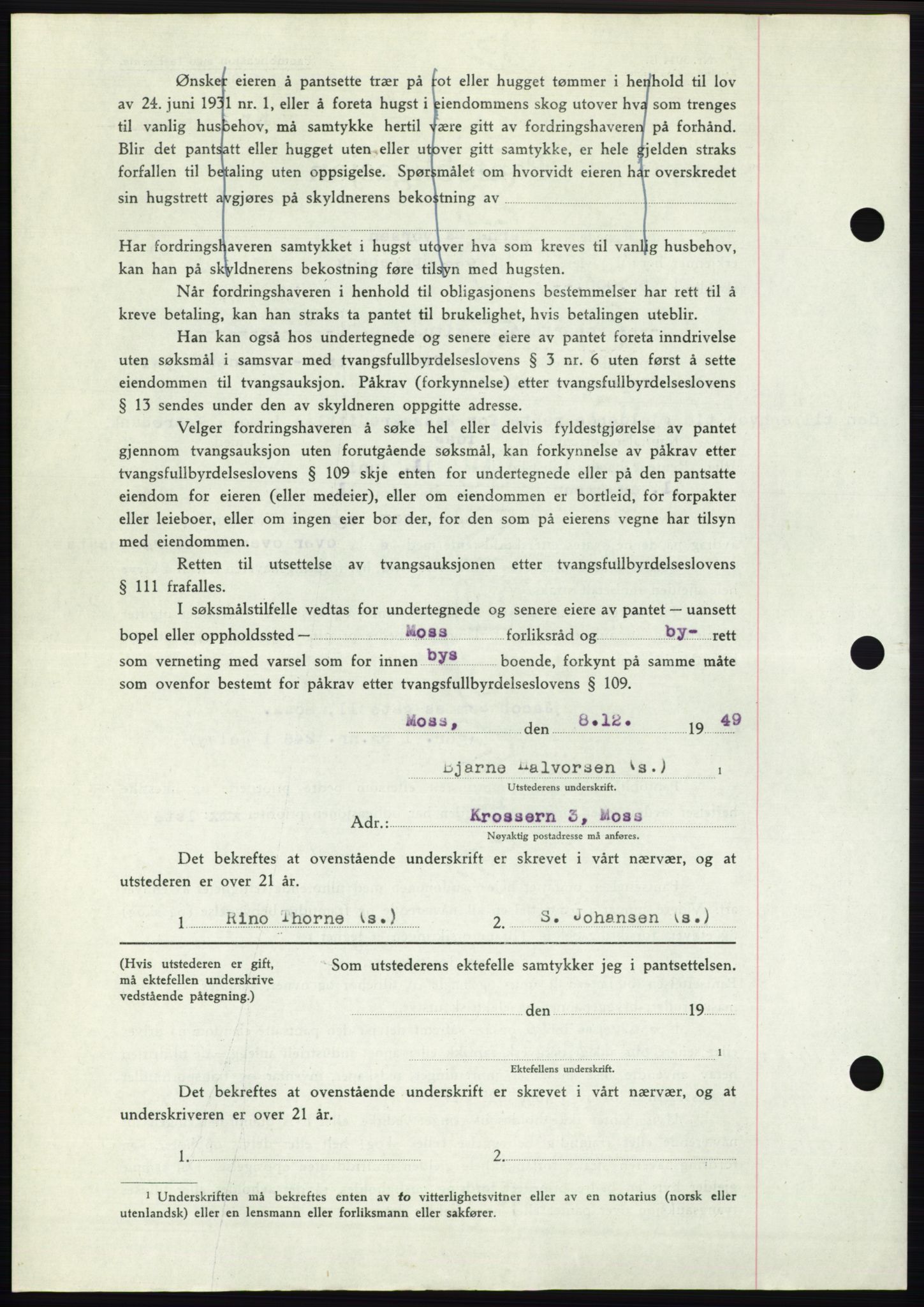 Moss sorenskriveri, AV/SAO-A-10168: Mortgage book no. B23, 1949-1950, Diary no: : 3875/1949