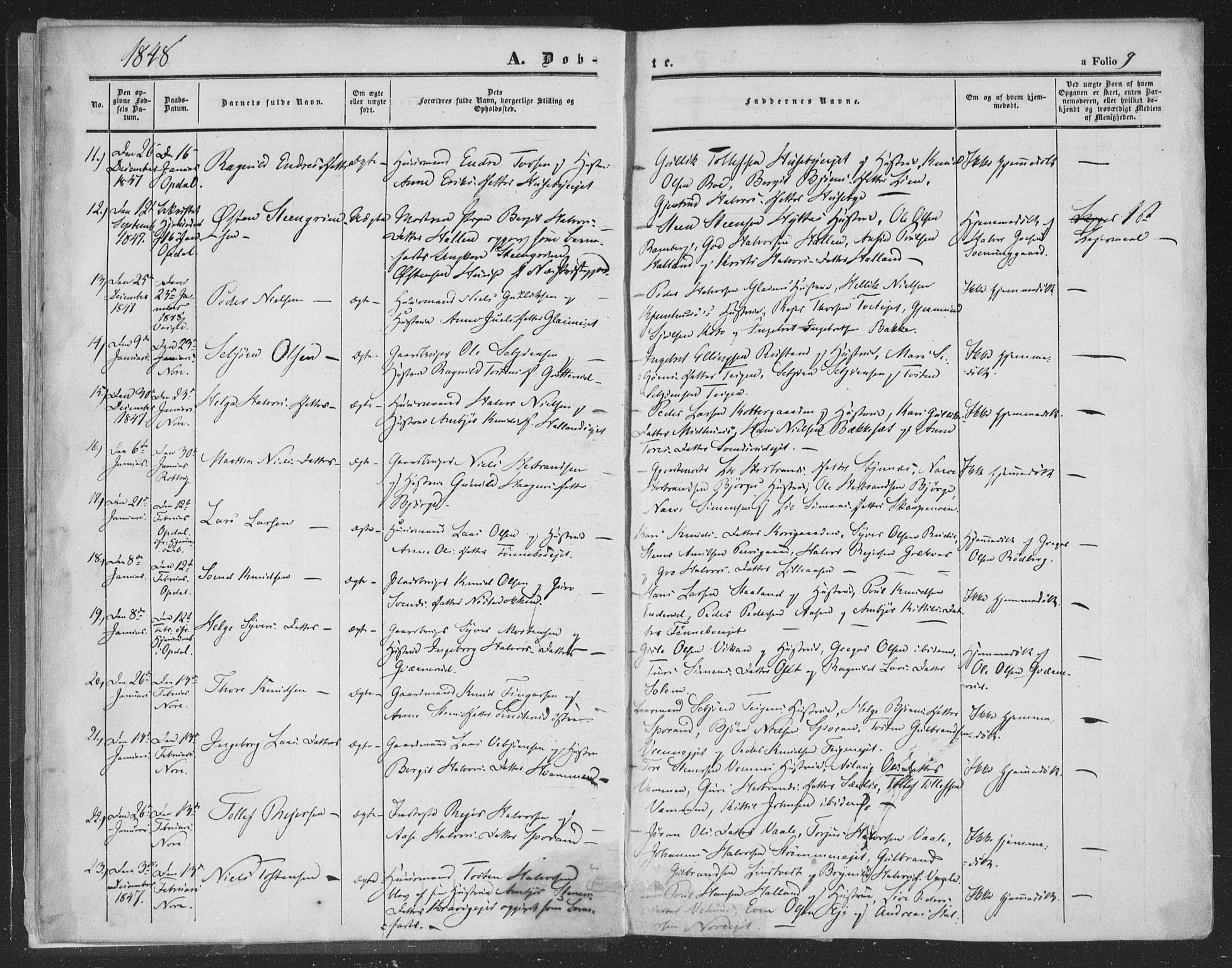 Rollag kirkebøker, AV/SAKO-A-240/F/Fa/L0008: Parish register (official) no. I 8, 1847-1860, p. 9