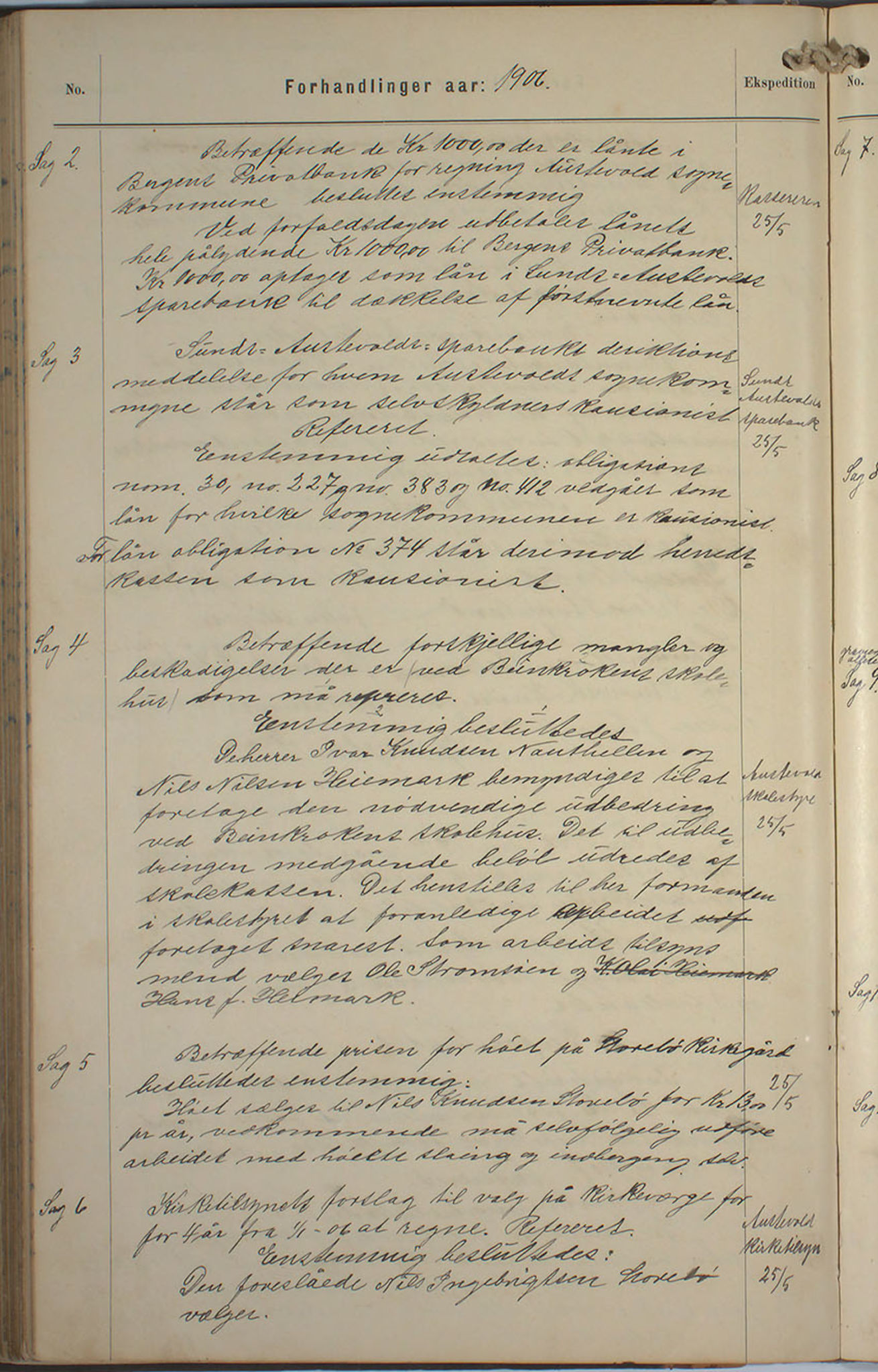 Austevoll kommune. Formannskapet, IKAH/1244-021/A/Aa/L0002a: Møtebok for heradstyret, 1901-1910, p. 313