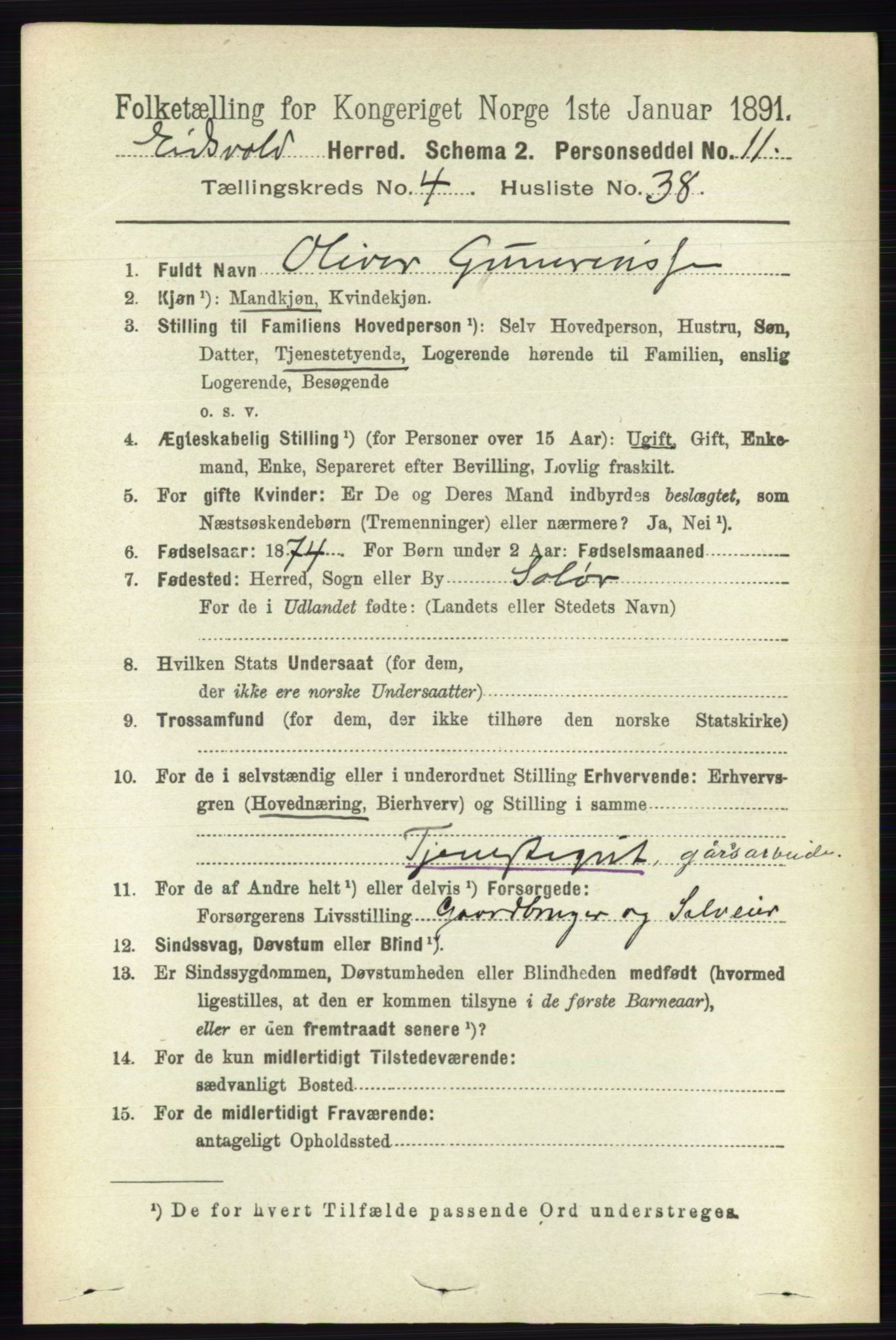 RA, 1891 census for 0237 Eidsvoll, 1891, p. 2347