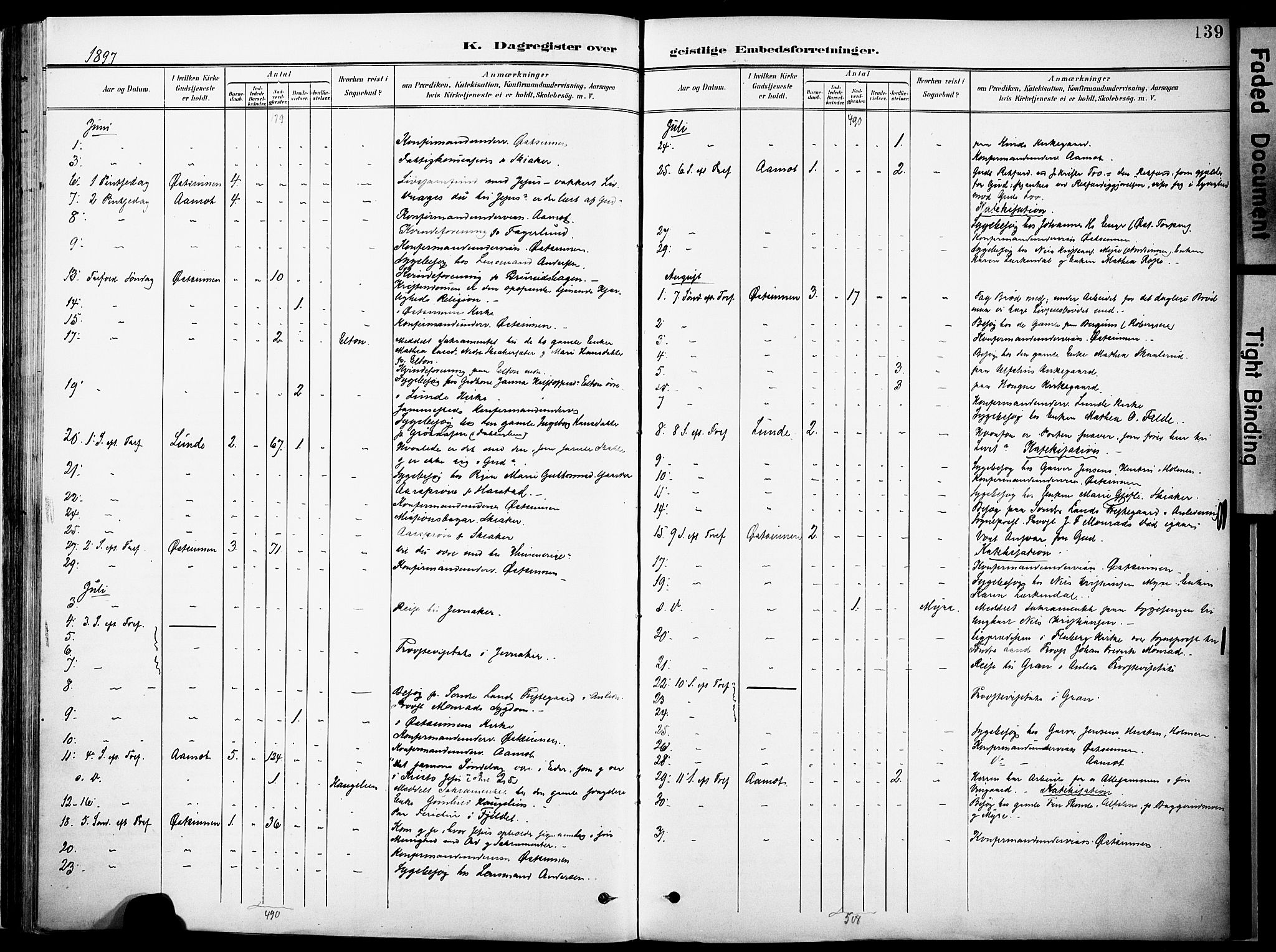 Nordre Land prestekontor, AV/SAH-PREST-124/H/Ha/Haa/L0006: Parish register (official) no. 6, 1897-1914, p. 139