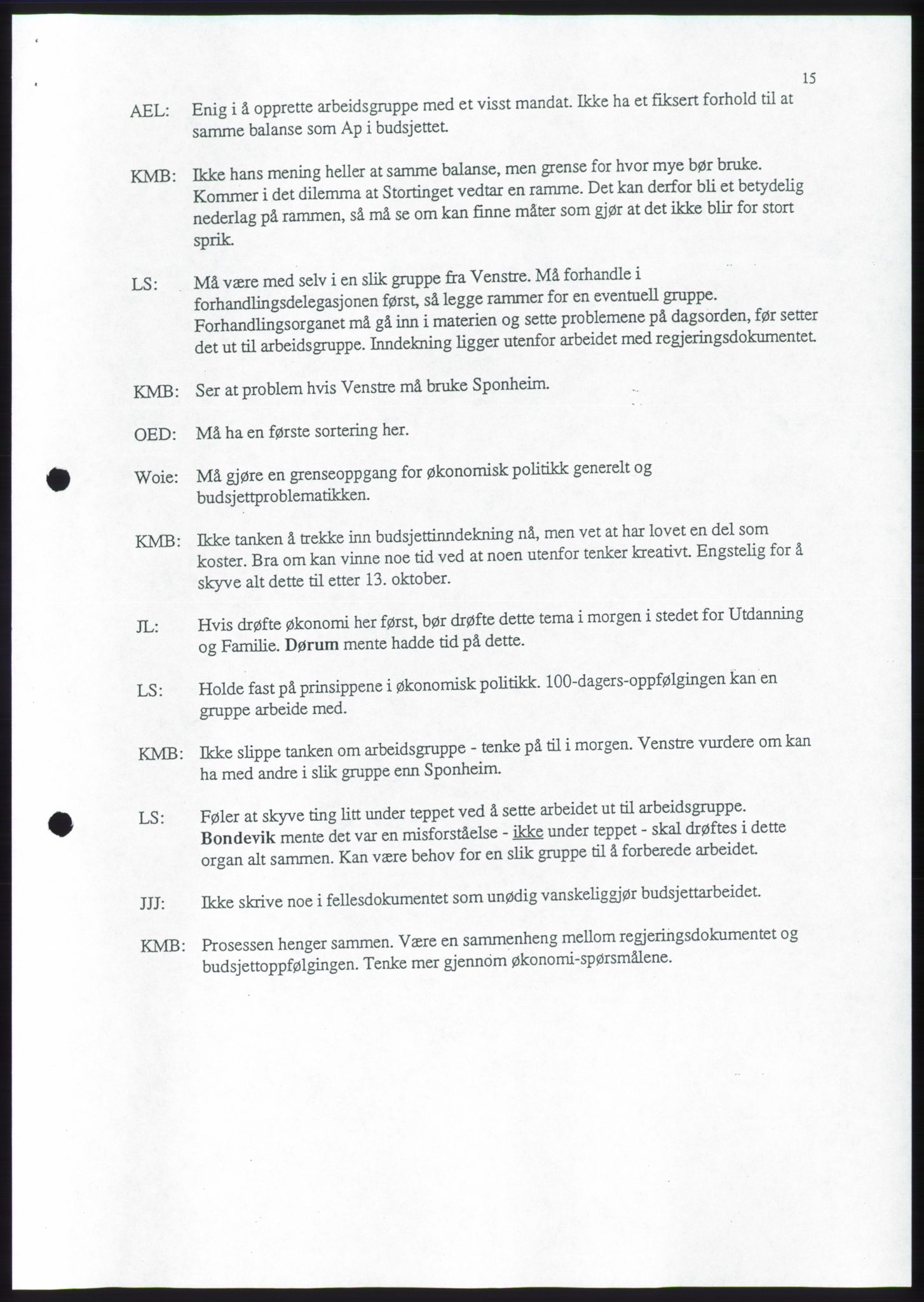 Forhandlingene mellom Kristelig Folkeparti, Senterpartiet og Venstre om dannelse av regjering, RA/PA-1073/A/L0001: Forhandlingsprotokoller, 1997, p. 17