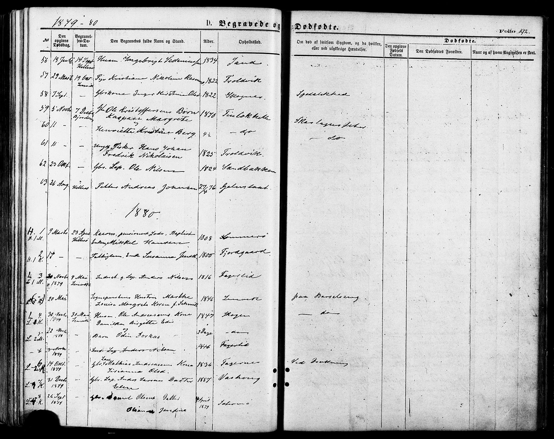 Lenvik sokneprestembete, SATØ/S-1310/H/Ha/Haa/L0010kirke: Parish register (official) no. 10, 1873-1880, p. 192