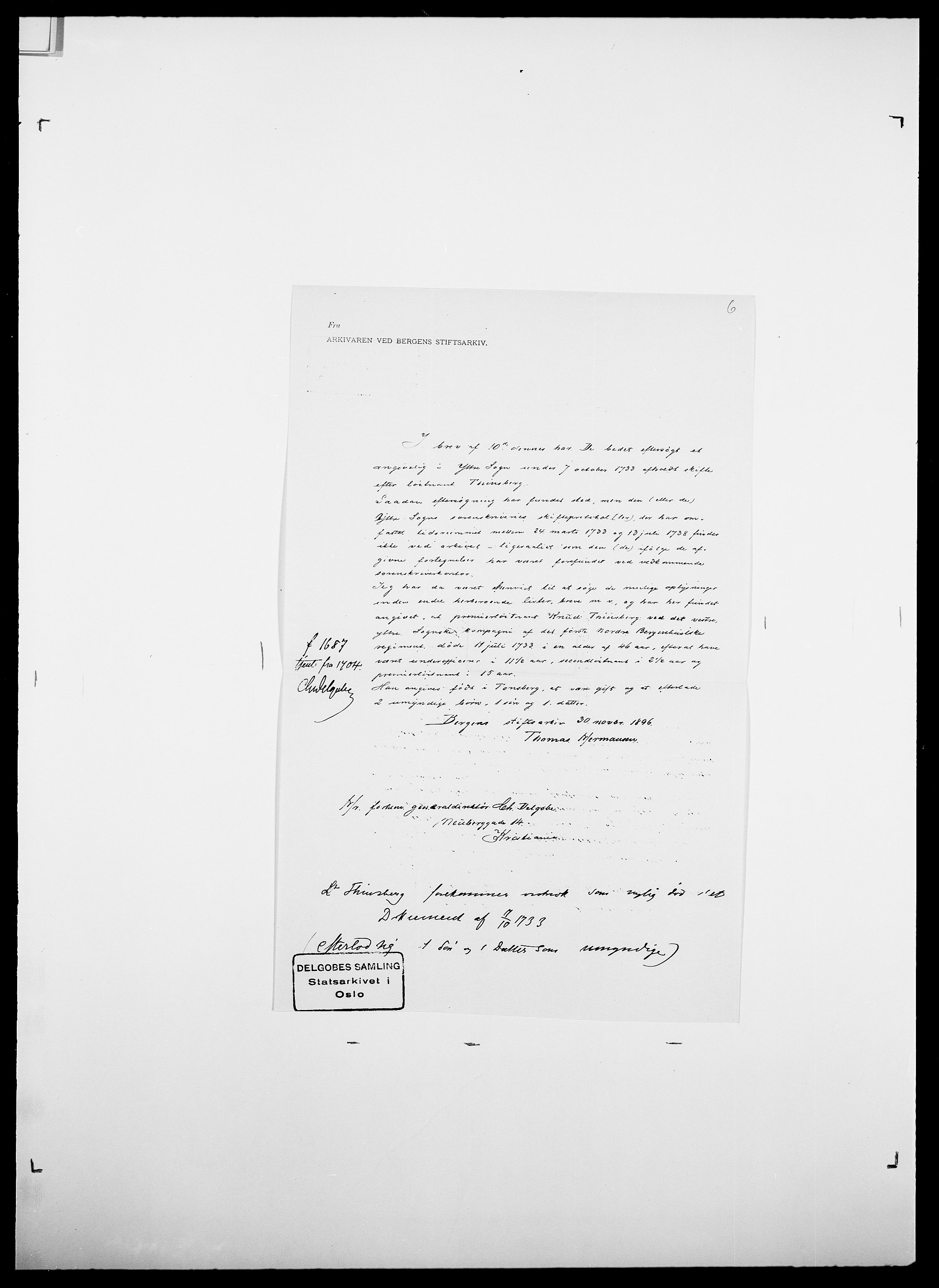 Delgobe, Charles Antoine - samling, AV/SAO-PAO-0038/D/Da/L0039: Thorsen - Urup, p. 606