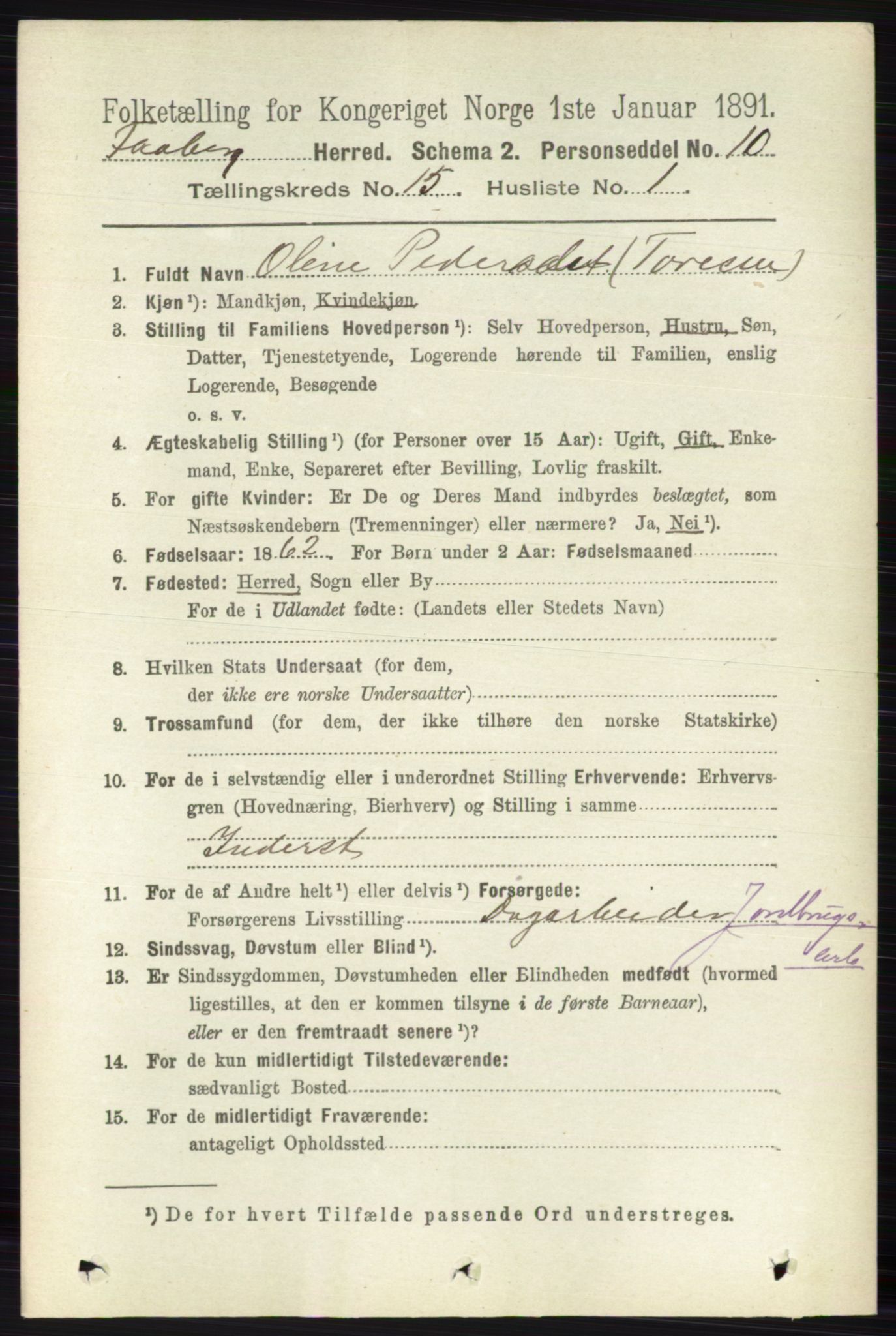 RA, 1891 census for 0524 Fåberg, 1891, p. 5917