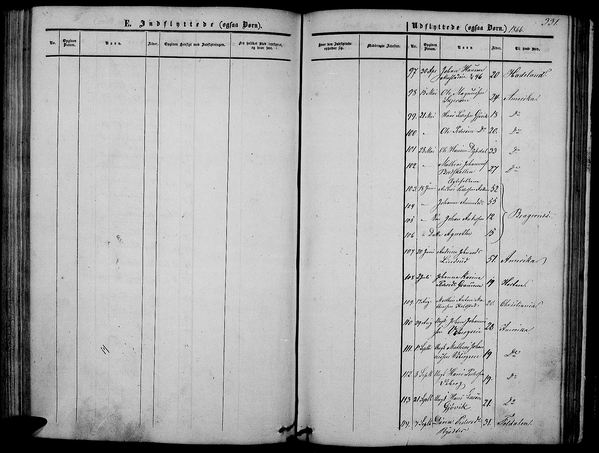 Vardal prestekontor, AV/SAH-PREST-100/H/Ha/Hab/L0005: Parish register (copy) no. 5, 1854-1868, p. 331