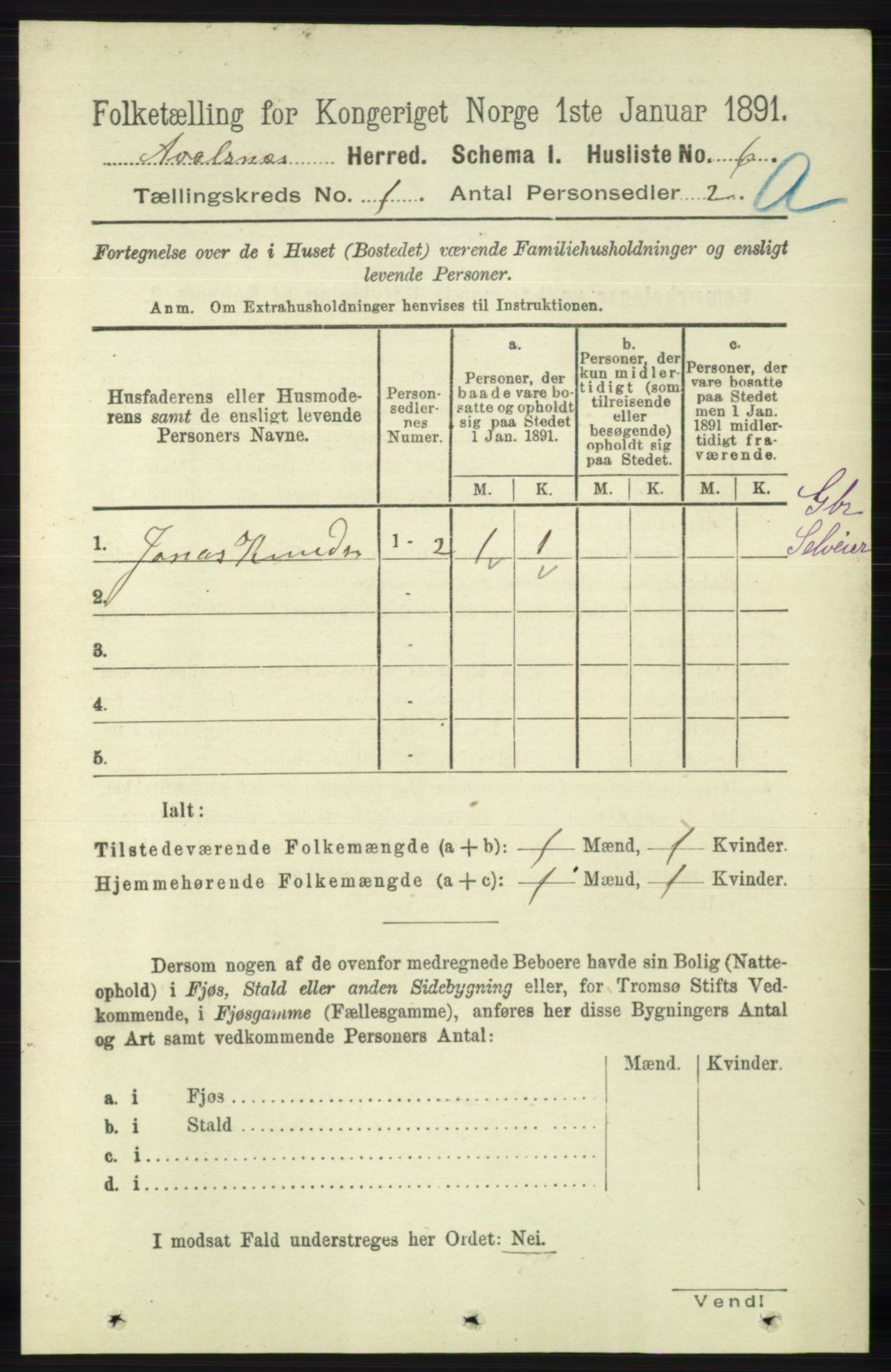 RA, 1891 census for 1147 Avaldsnes, 1891, p. 54