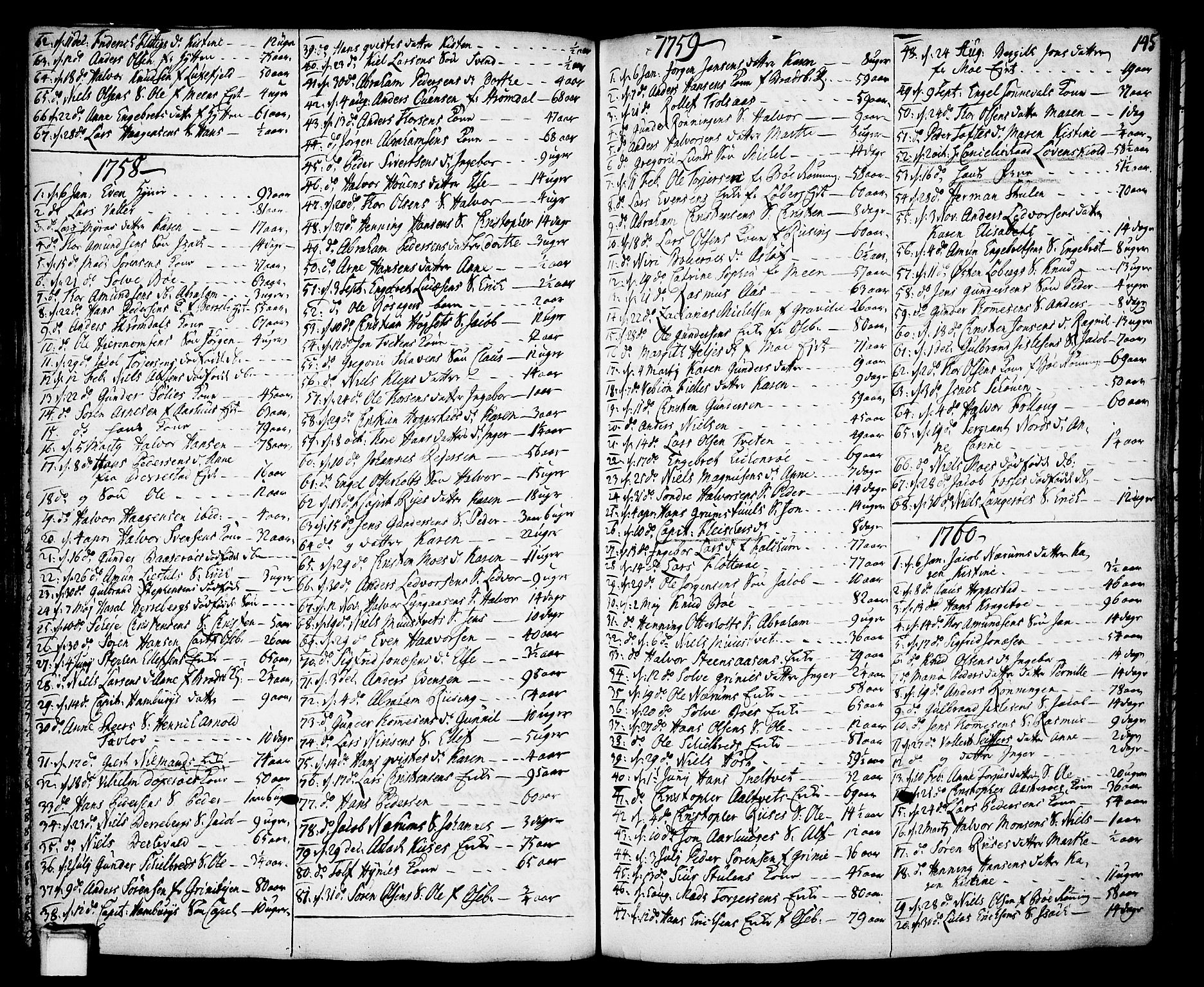 Gjerpen kirkebøker, SAKO/A-265/F/Fa/L0002: Parish register (official) no. I 2, 1747-1795, p. 145