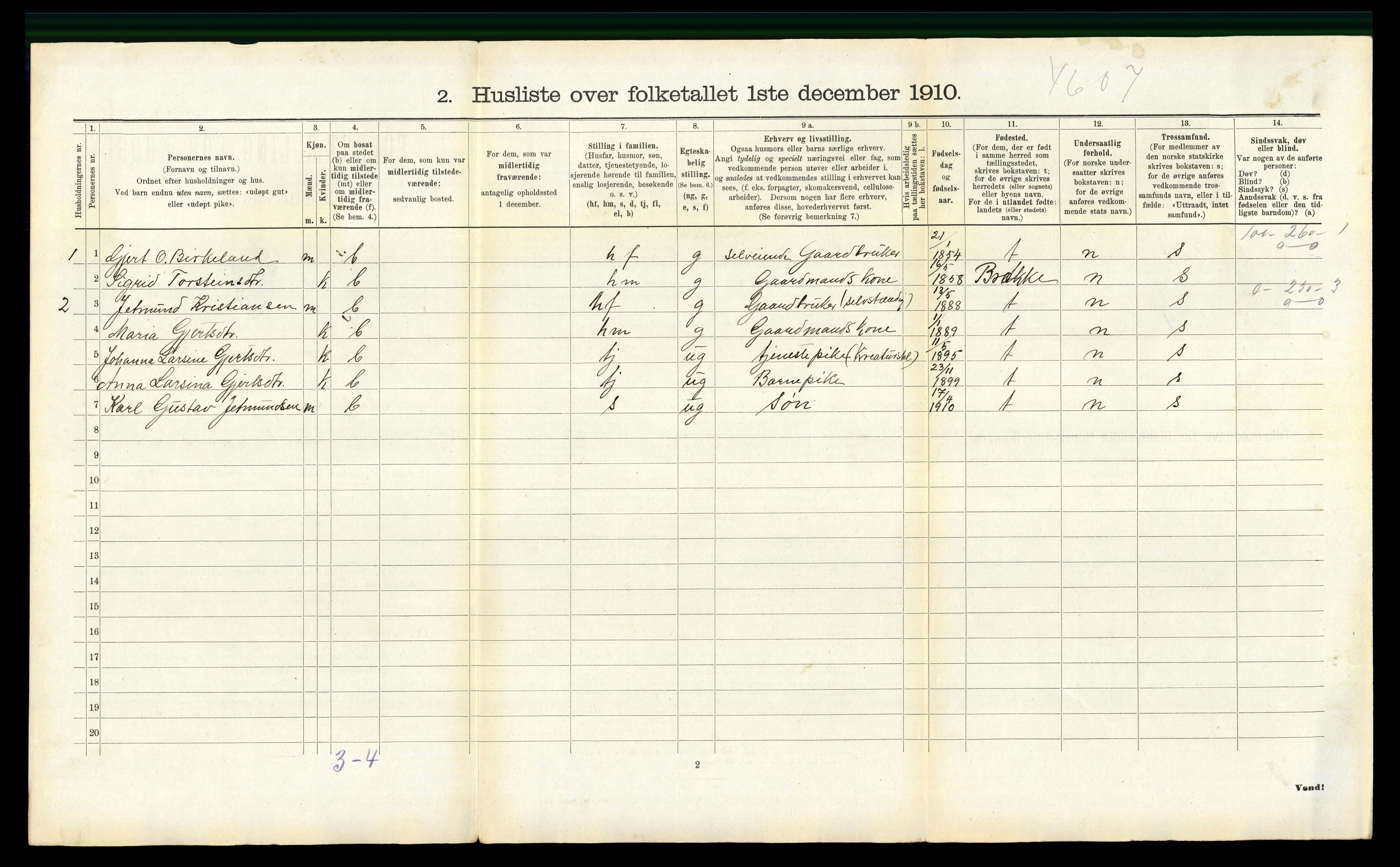 RA, 1910 census for Masfjorden, 1910, p. 199