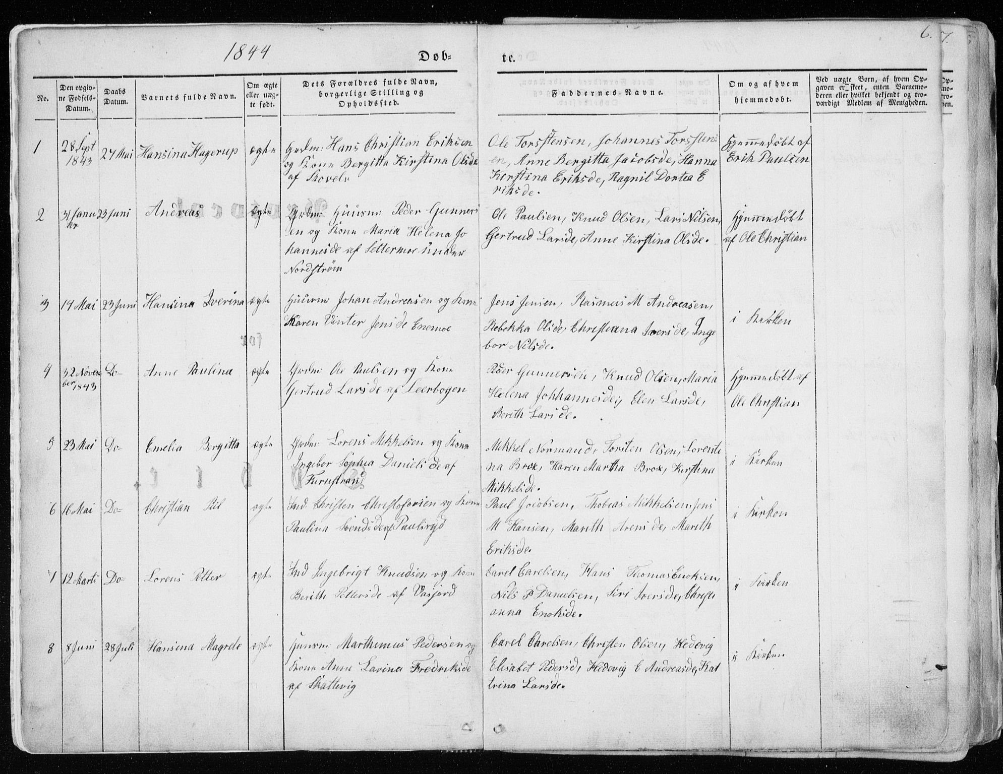 Tranøy sokneprestkontor, SATØ/S-1313/I/Ia/Iaa/L0006kirke: Parish register (official) no. 6, 1844-1855, p. 6