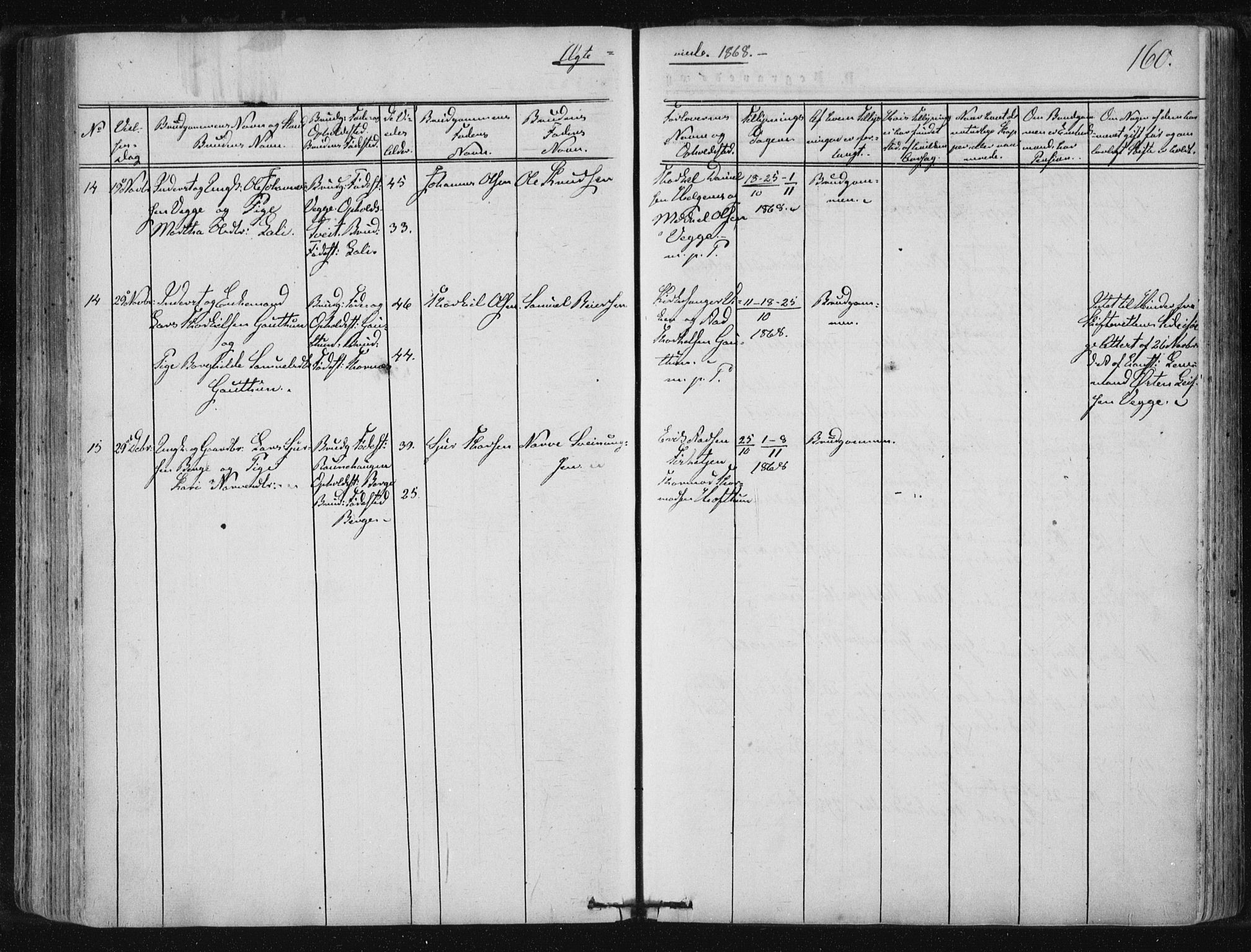 Suldal sokneprestkontor, AV/SAST-A-101845/01/IV/L0009: Parish register (official) no. A 9, 1854-1868, p. 160