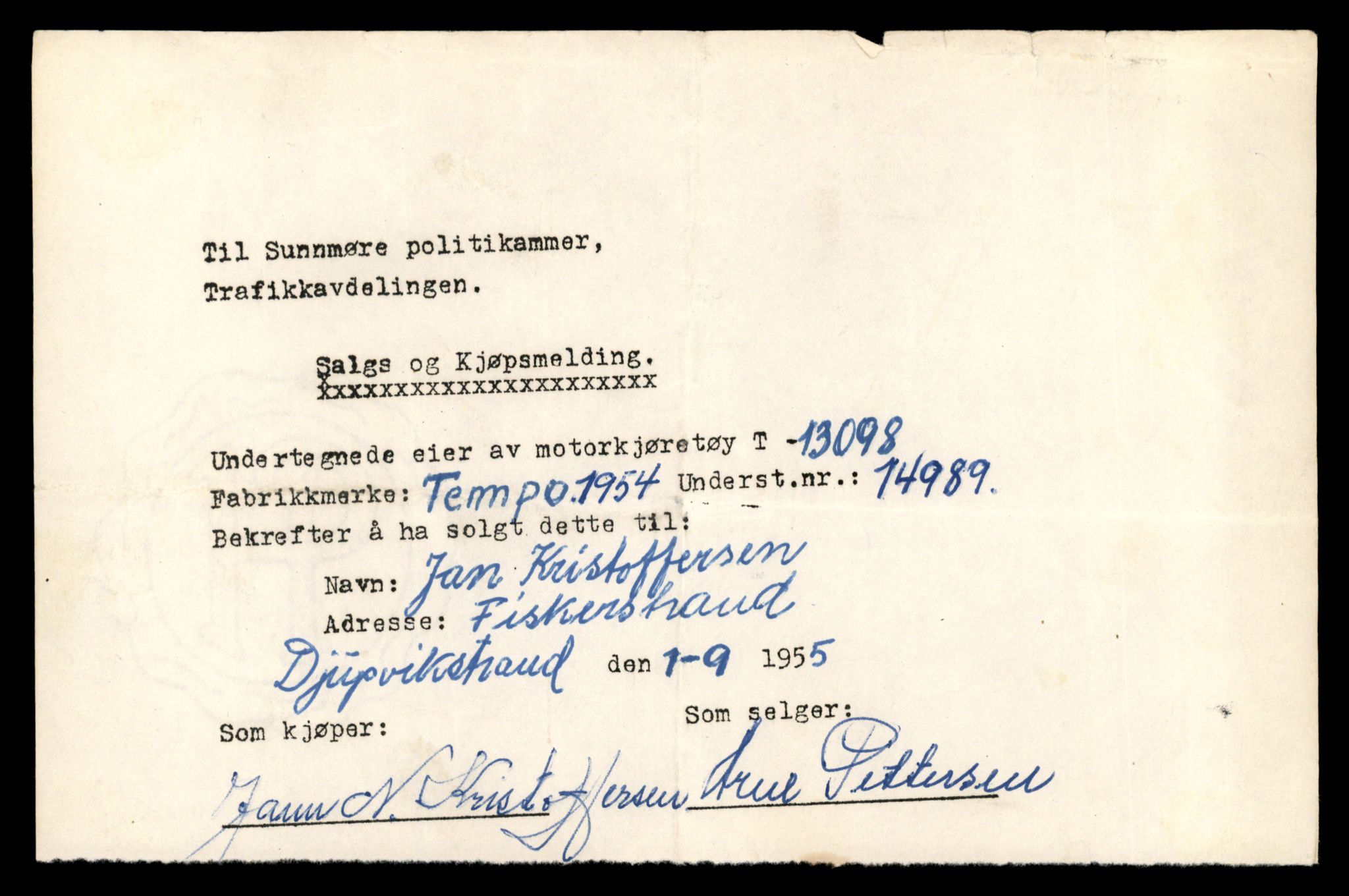 Møre og Romsdal vegkontor - Ålesund trafikkstasjon, AV/SAT-A-4099/F/Fe/L0037: Registreringskort for kjøretøy T 13031 - T 13179, 1927-1998, p. 1374