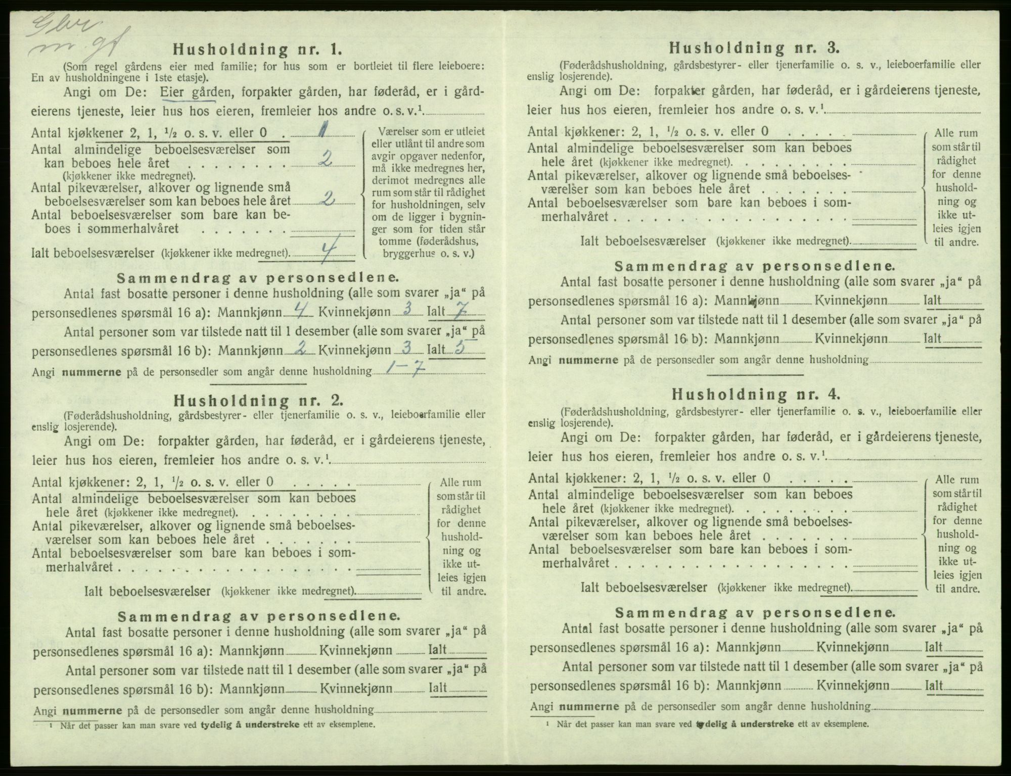 SAB, 1920 census for Tysnes, 1920, p. 254