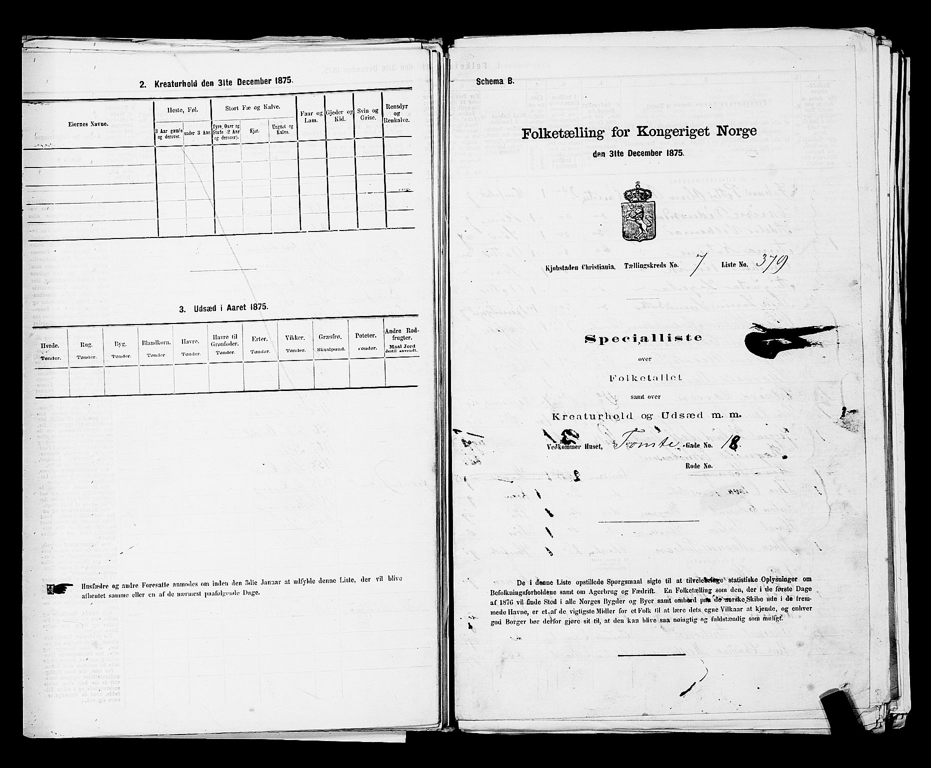 RA, 1875 census for 0301 Kristiania, 1875, p. 1115