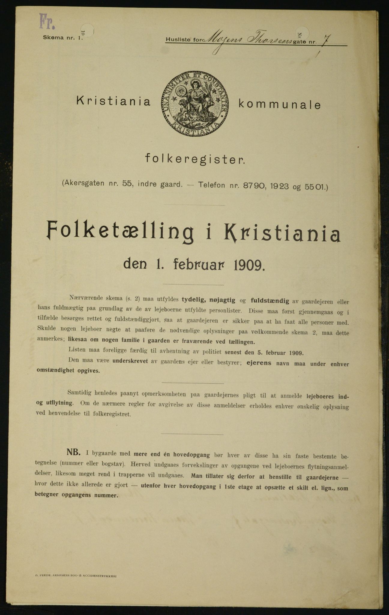 OBA, Municipal Census 1909 for Kristiania, 1909, p. 59392