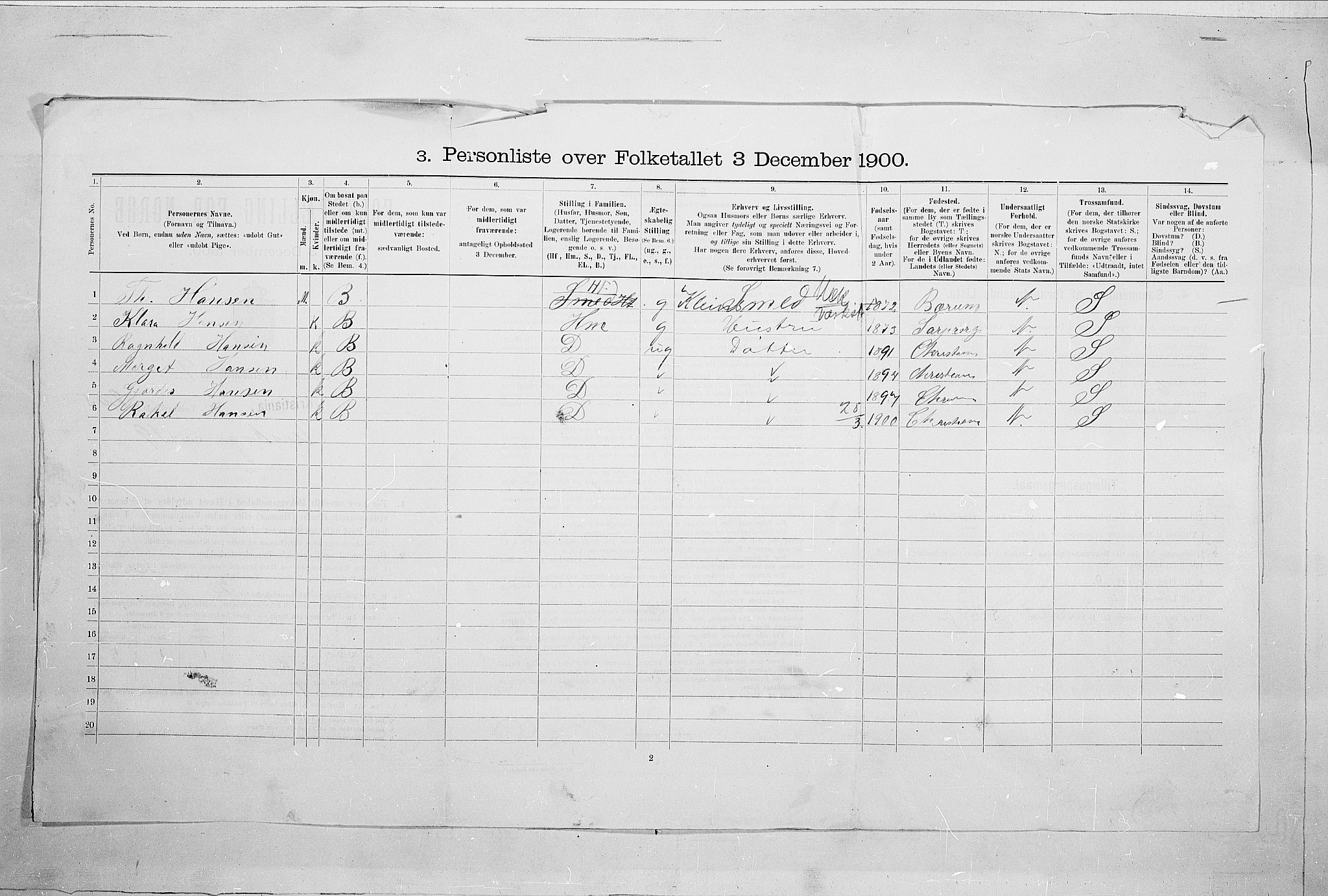 SAO, 1900 census for Kristiania, 1900, p. 108435