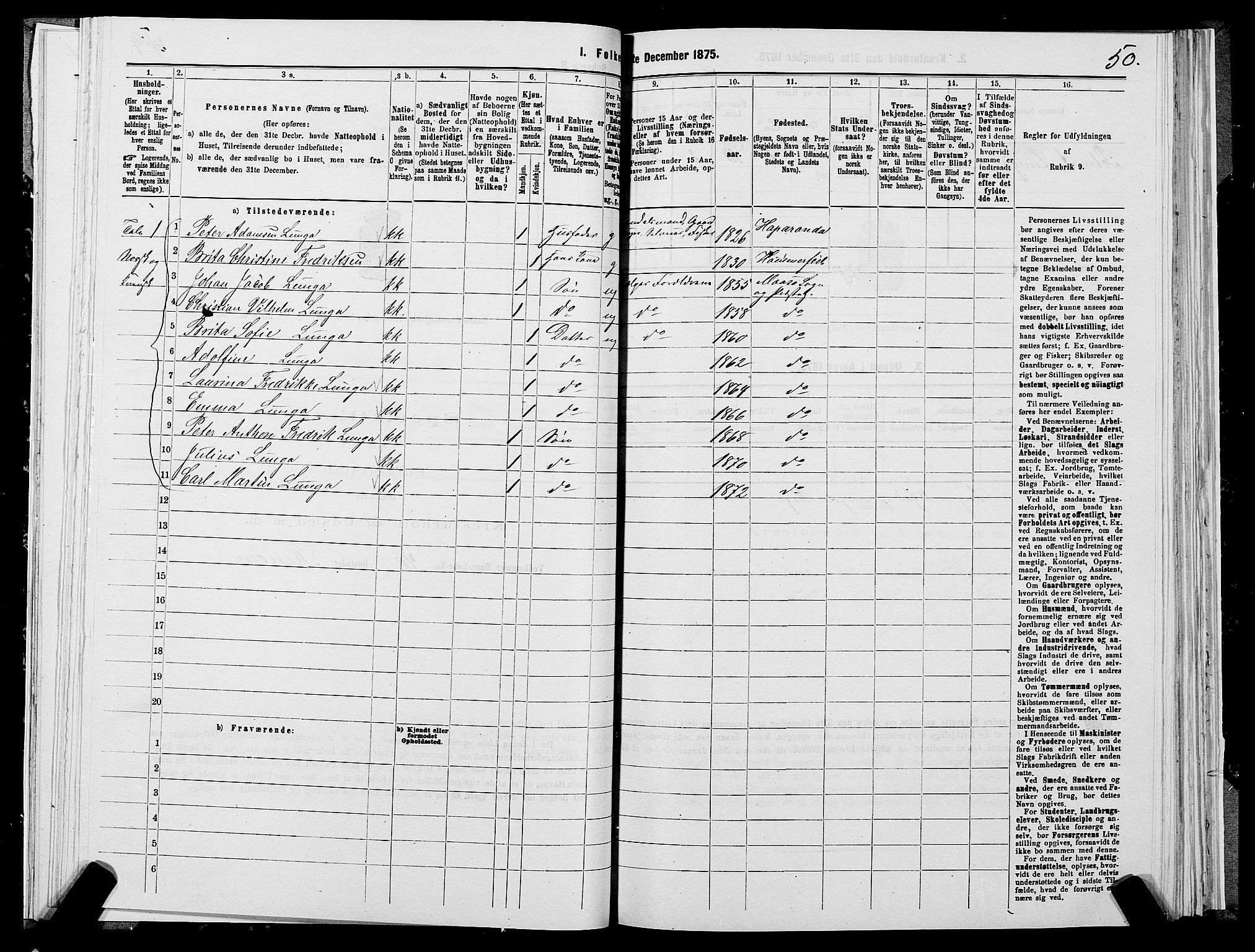 SATØ, 1875 census for 2018P Måsøy, 1875, p. 1050