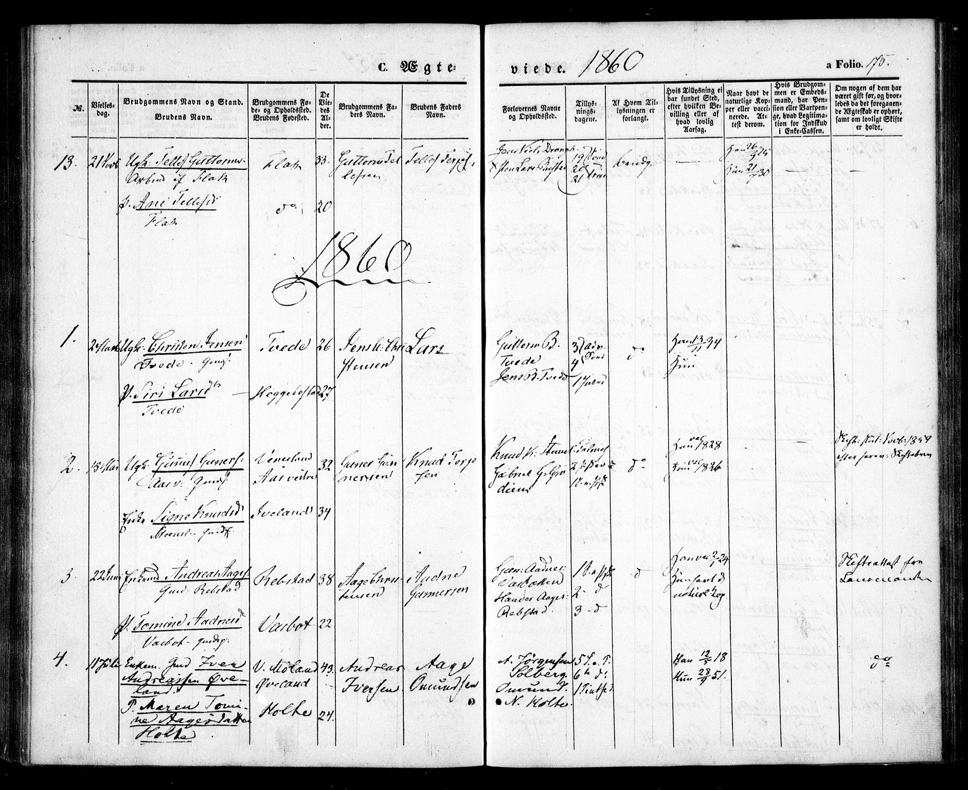 Birkenes sokneprestkontor, AV/SAK-1111-0004/F/Fa/L0003: Parish register (official) no. A 3, 1850-1866, p. 175