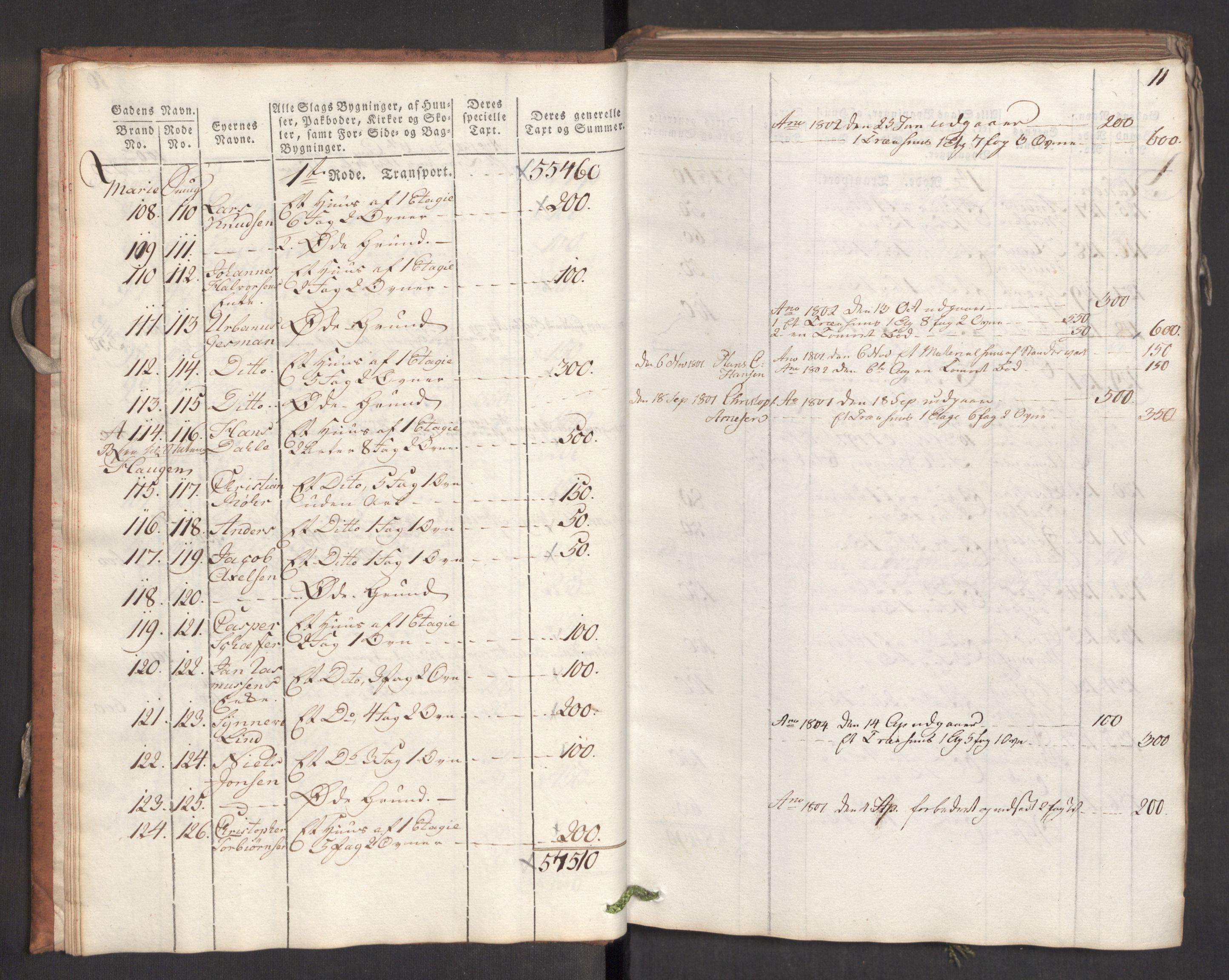 Kommersekollegiet, Brannforsikringskontoret 1767-1814, AV/RA-EA-5458/F/Fa/L0006/0001: Bergen / Branntakstprotokoll, 1797, p. 11