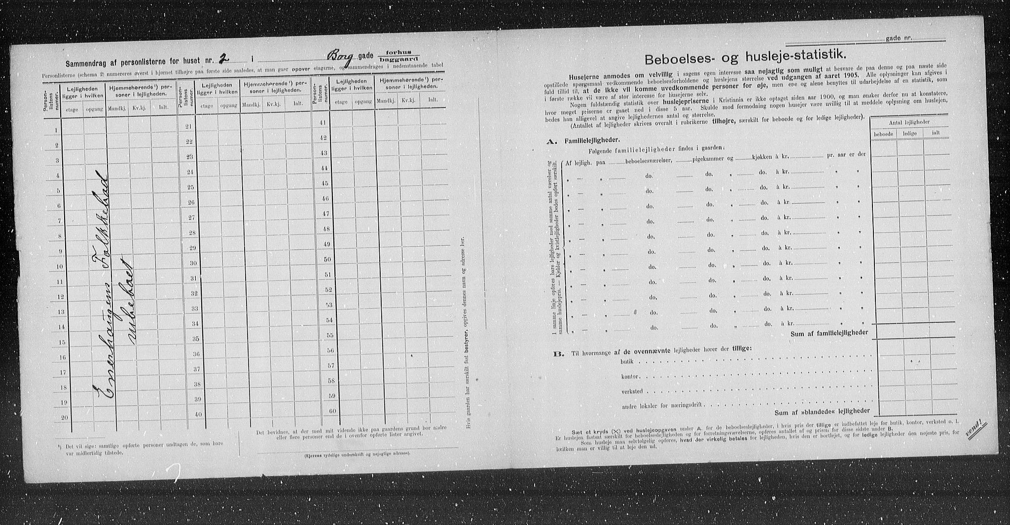 OBA, Municipal Census 1905 for Kristiania, 1905, p. 3939