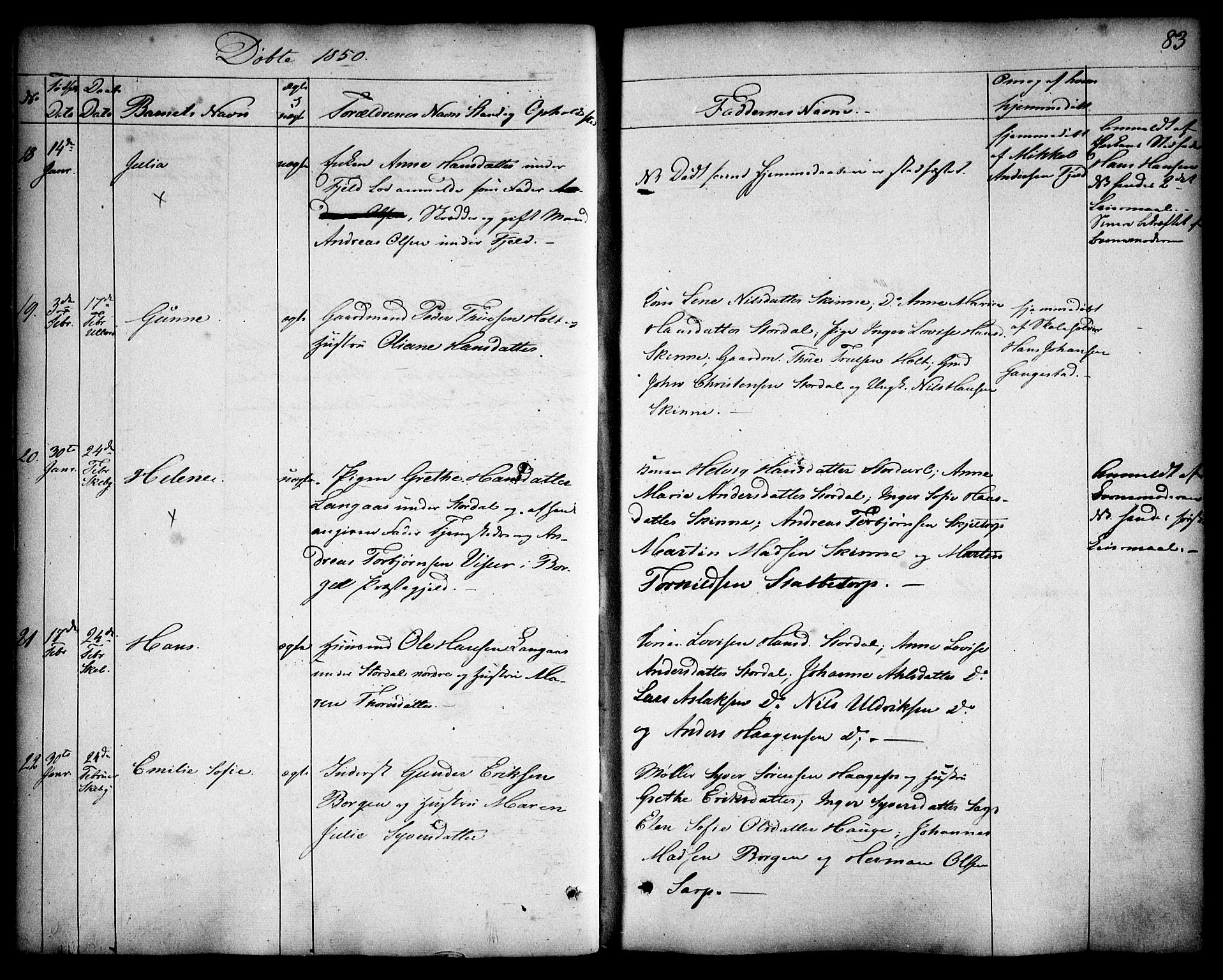 Skjeberg prestekontor Kirkebøker, SAO/A-10923/F/Fa/L0006: Parish register (official) no. I 6, 1846-1858, p. 83