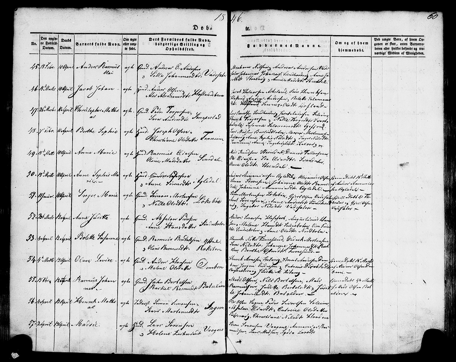 Kinn sokneprestembete, AV/SAB-A-80801/H/Haa/Haaa/L0005: Parish register (official) no. A 5, 1841-1857, p. 60